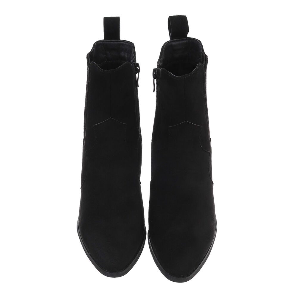 Ital-Design Damen Cowboyboots Freizeit Westernstiefelette (87531822) Blockabsatz Stiefeletten in Schwarz – Bild 4 von 5