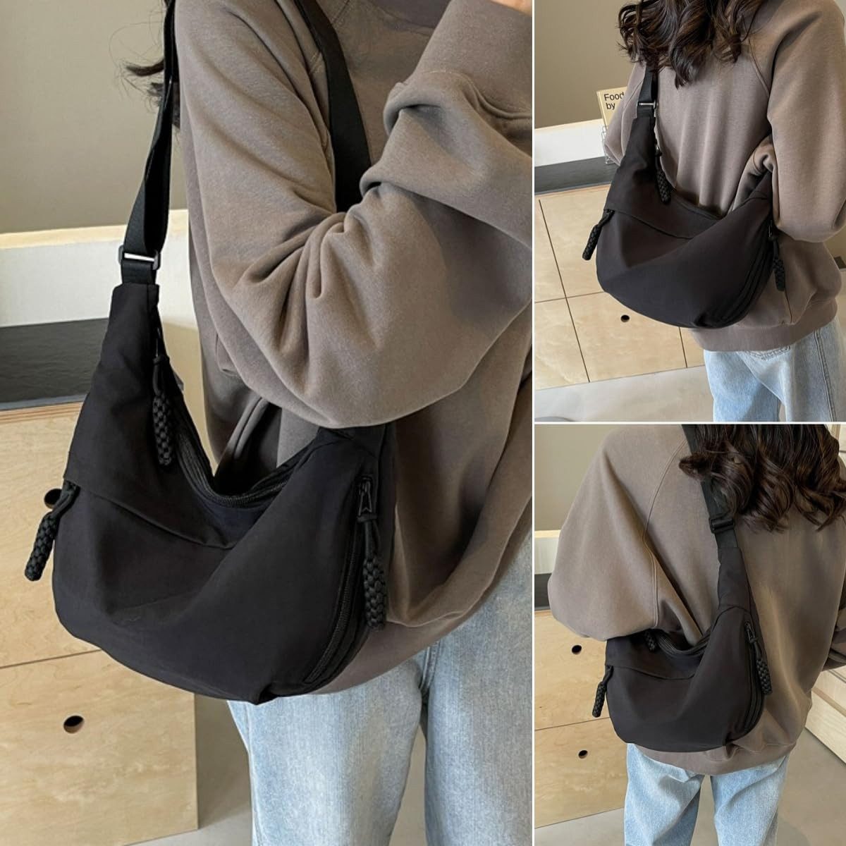Coonoor Bauchtasche Damen Gürteltasche Umhängetasche CrossBody, Nylon Schultertasche, Handtasche für Arbeit, Reisen, Alltag