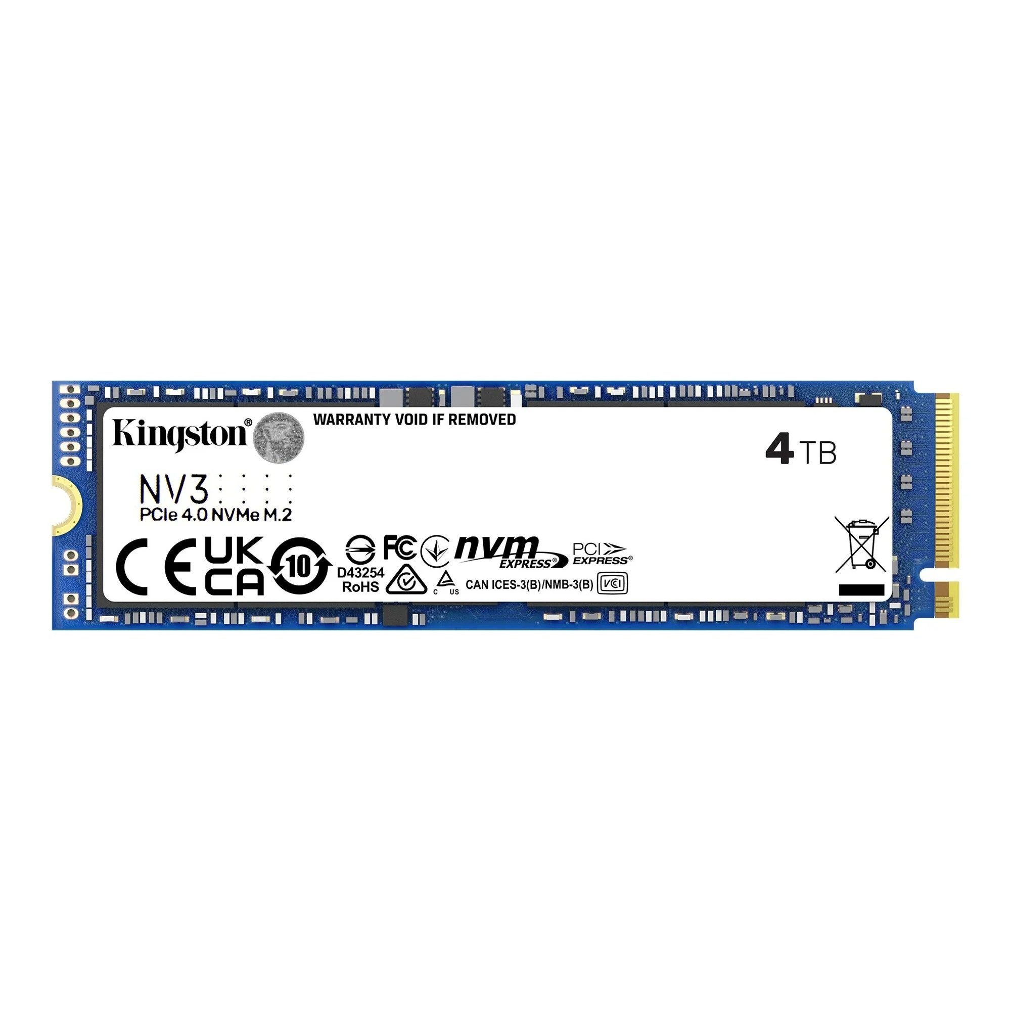 Kingston NV3 4TB NVMe SSD Gen4 M.2 2280 4000GB interne SSD (4 TB) M.2" 6000 MB/S Lesegeschwindigkeit, 5000 MB/S Schreibgeschwindigkeit, PCIe 4.0 NVMe, 3D NAND, energieeffiziente Gen4 Technik