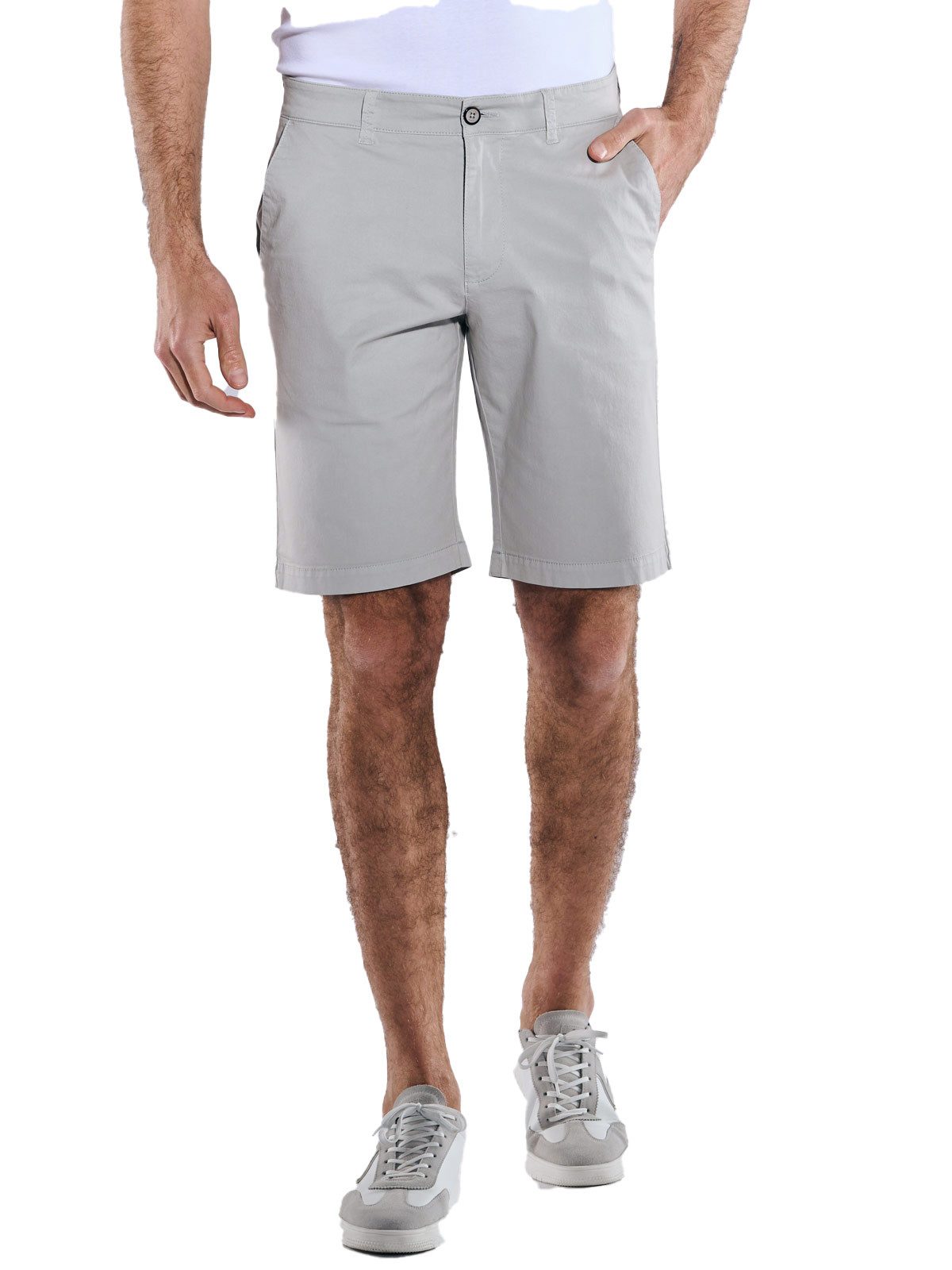 Bermudas Herren Chino-Bermuda regular, Silbergrau