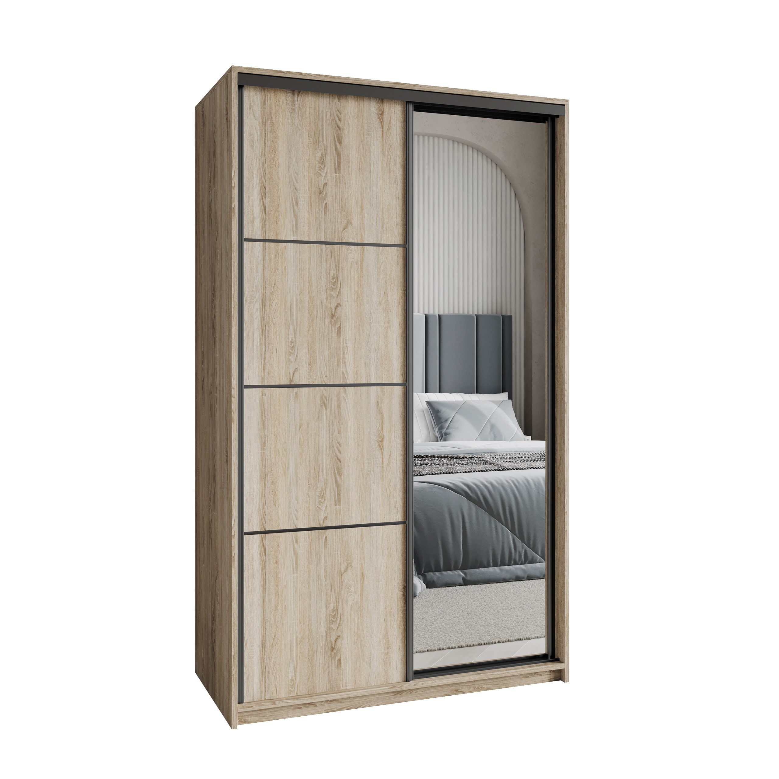 Masseno Schwebetürenschrank VARO Kleiderschrank mit Spiegel günstig online kaufen