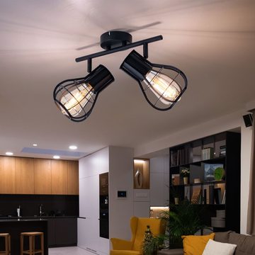 etc-shop LED Deckenspot, Leuchtmittel inklusive, Warmweiß, Decken Strahler Käfig Design schwarz FILAMENT Spot
