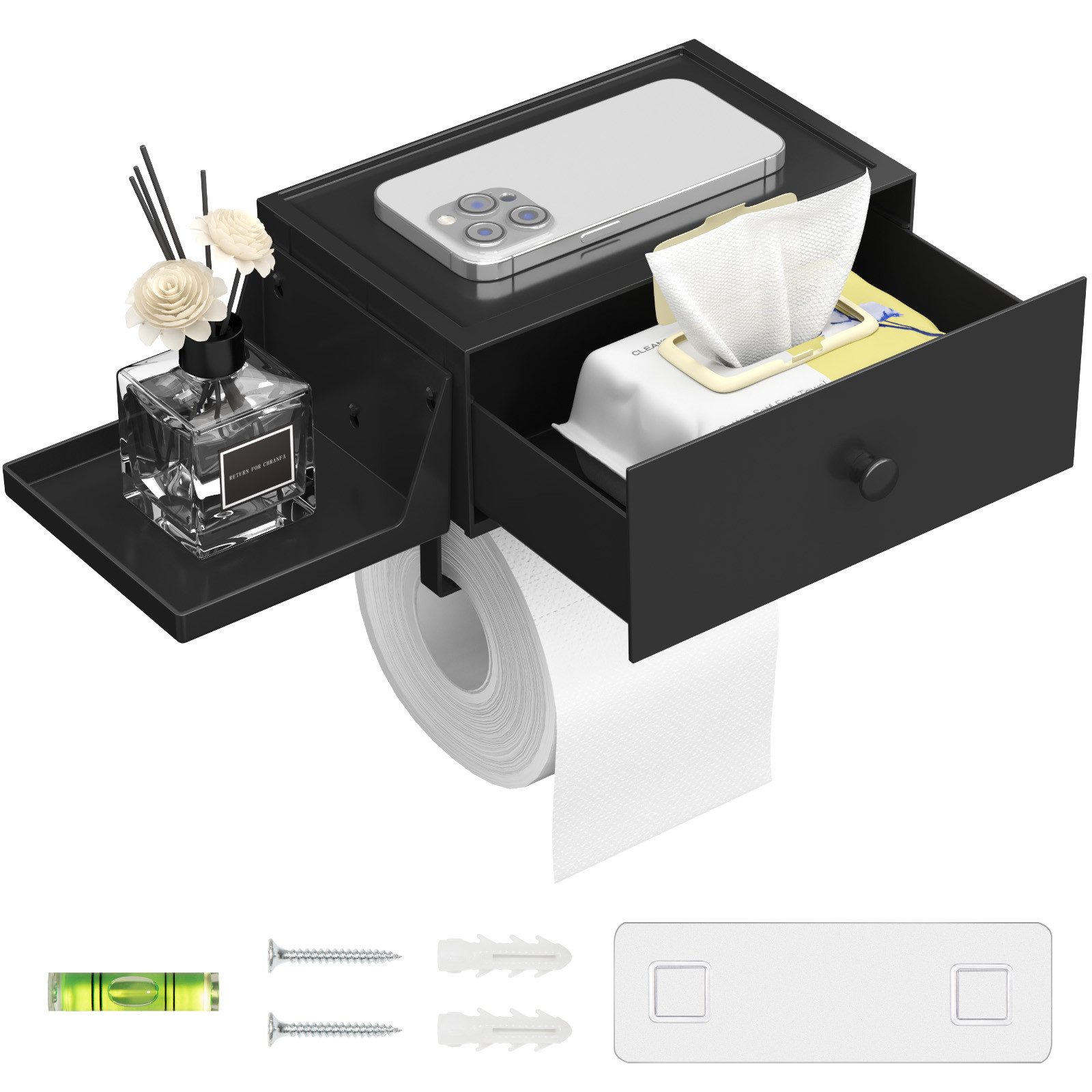 Lifewit Toilettenpapierhalter Toilettenpapierhalter, Klopapierhalter mit Feuchttücherbox. (1-St)