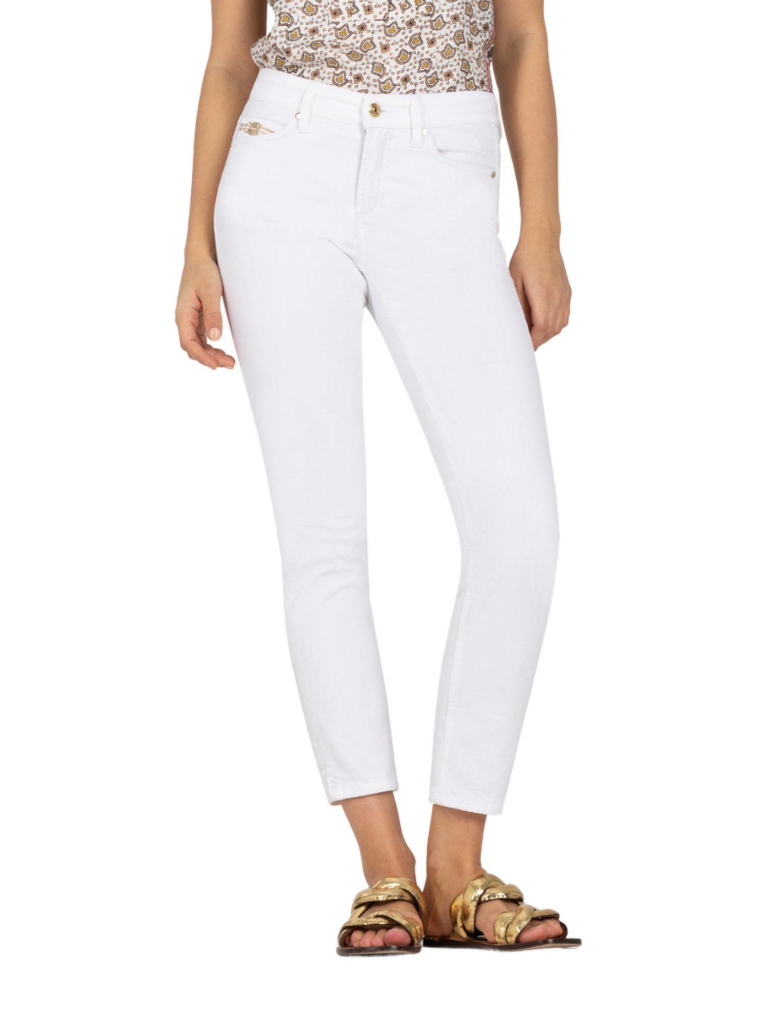 Cambio Stretch-Hose weiß,Casual,Baumwolle,Unifarben,Slim Fit,Mittel