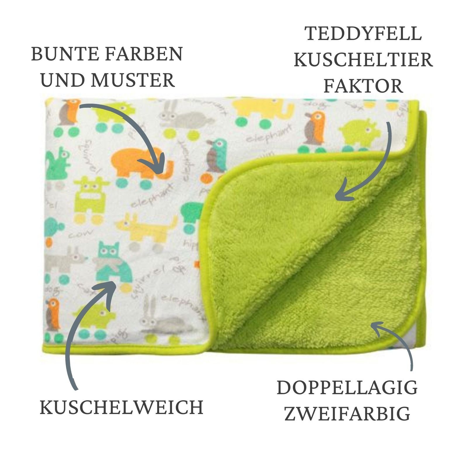 Babydecke Baby Kuscheldecke Teddy 75 x1 00 cm - Kinderdecke mit Kuschelgarantie, babyono, Super weich, Geschmeidig, Kuscheltierfaktor, Ideal als Geschenk