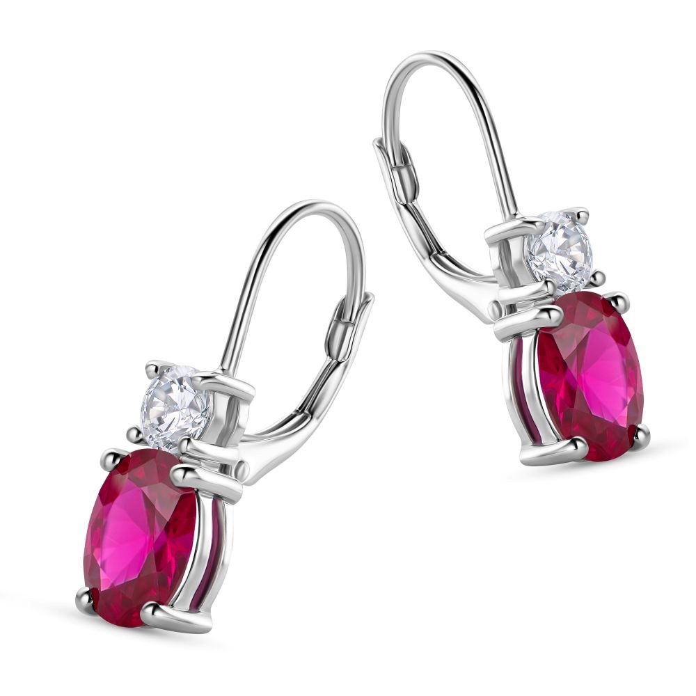 Miore Paar Ohrhänger SAS011E - 925 Sterling Silber mit Rubinen 2 Kt & Zirkonia 0.9 Kt, Ohrringe für Damen in Echtsilber – Bild 3 von 5