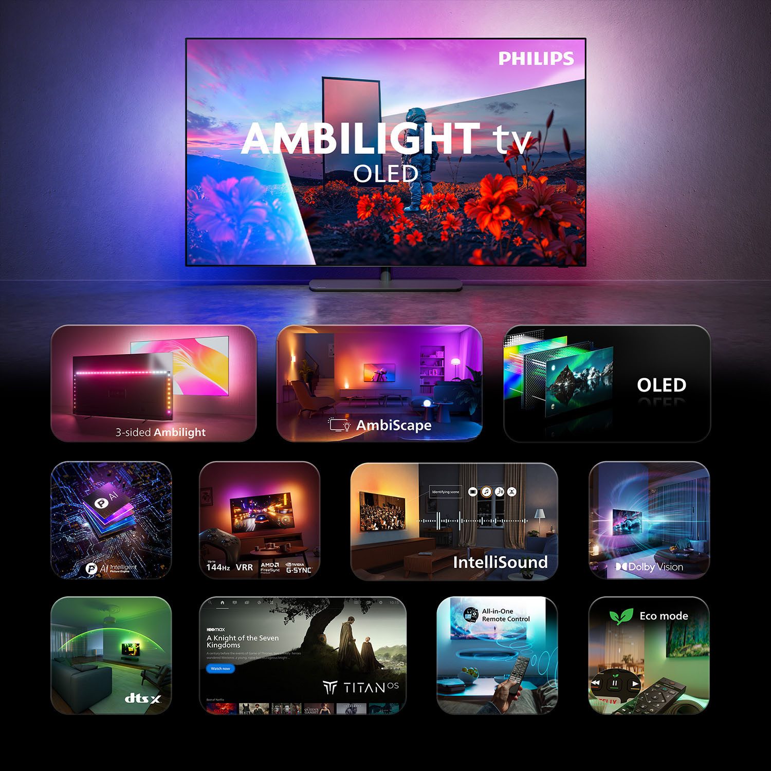 Philips 42OLED811/12 OLED-Fernseher (106 cm/42 Zoll, 4K Ultra HD, Smart-TV)