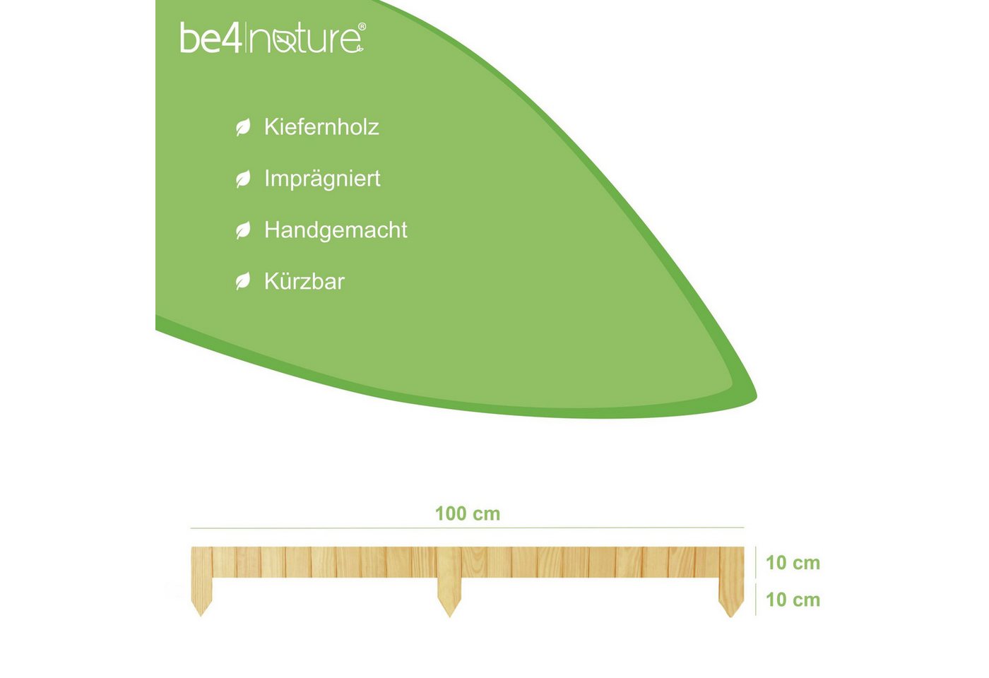 Thumbnail - be4nature Palisade Rollborder Flexibler Holzzaun aus Kiefernholz, LxH: 100x10 cm, be4nature Rollborder Kiefernholz 100 x...