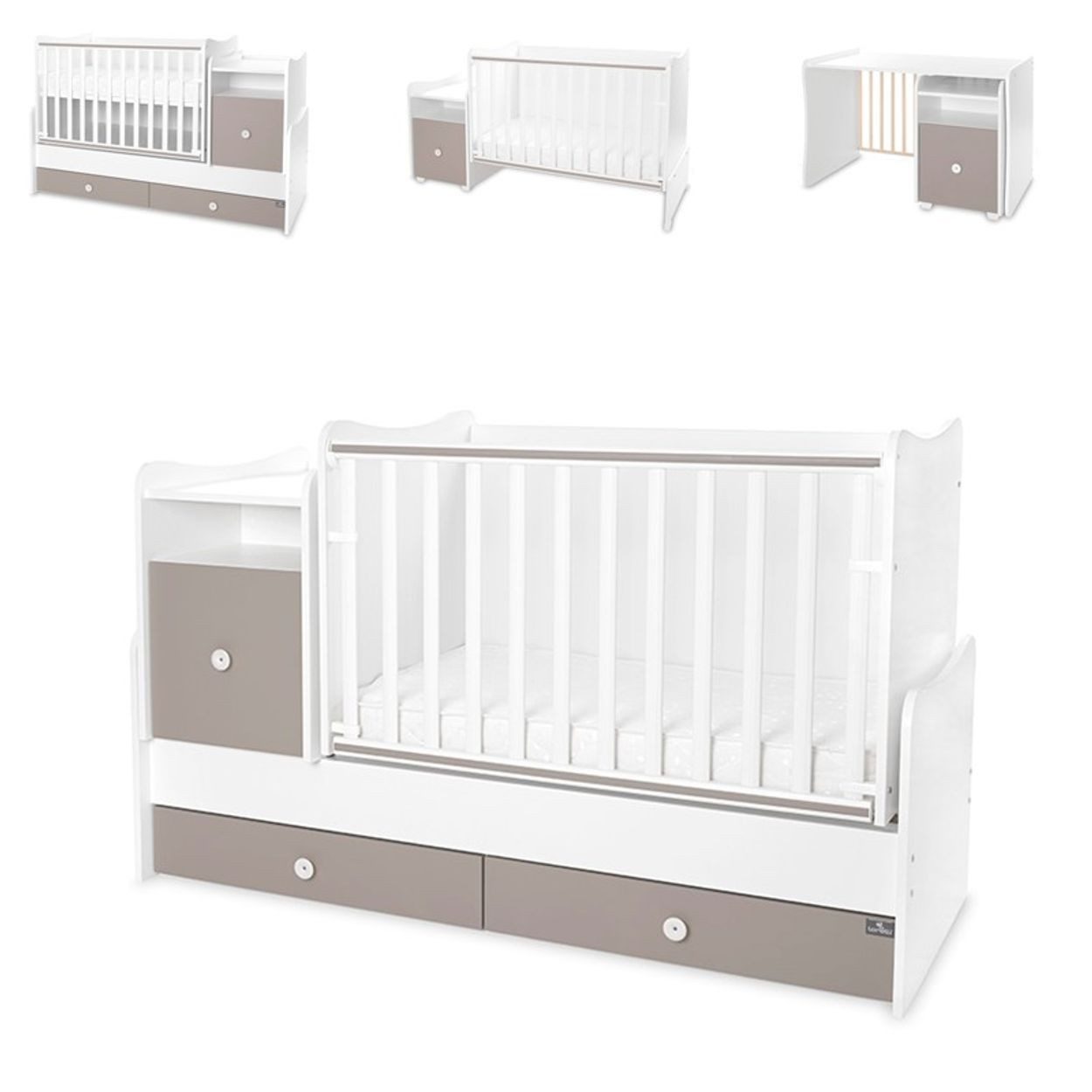 Lorelli Komplettbett Babybett Trend Plus 70x160cm, Schreibtisch Kinderbett Schubladen Kommode