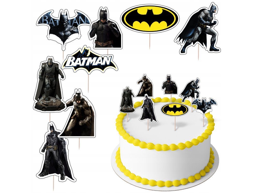 Tortenstecker BATMAN Topper Set 8 Stk Geburstag Torten Deko Kuchen Junge