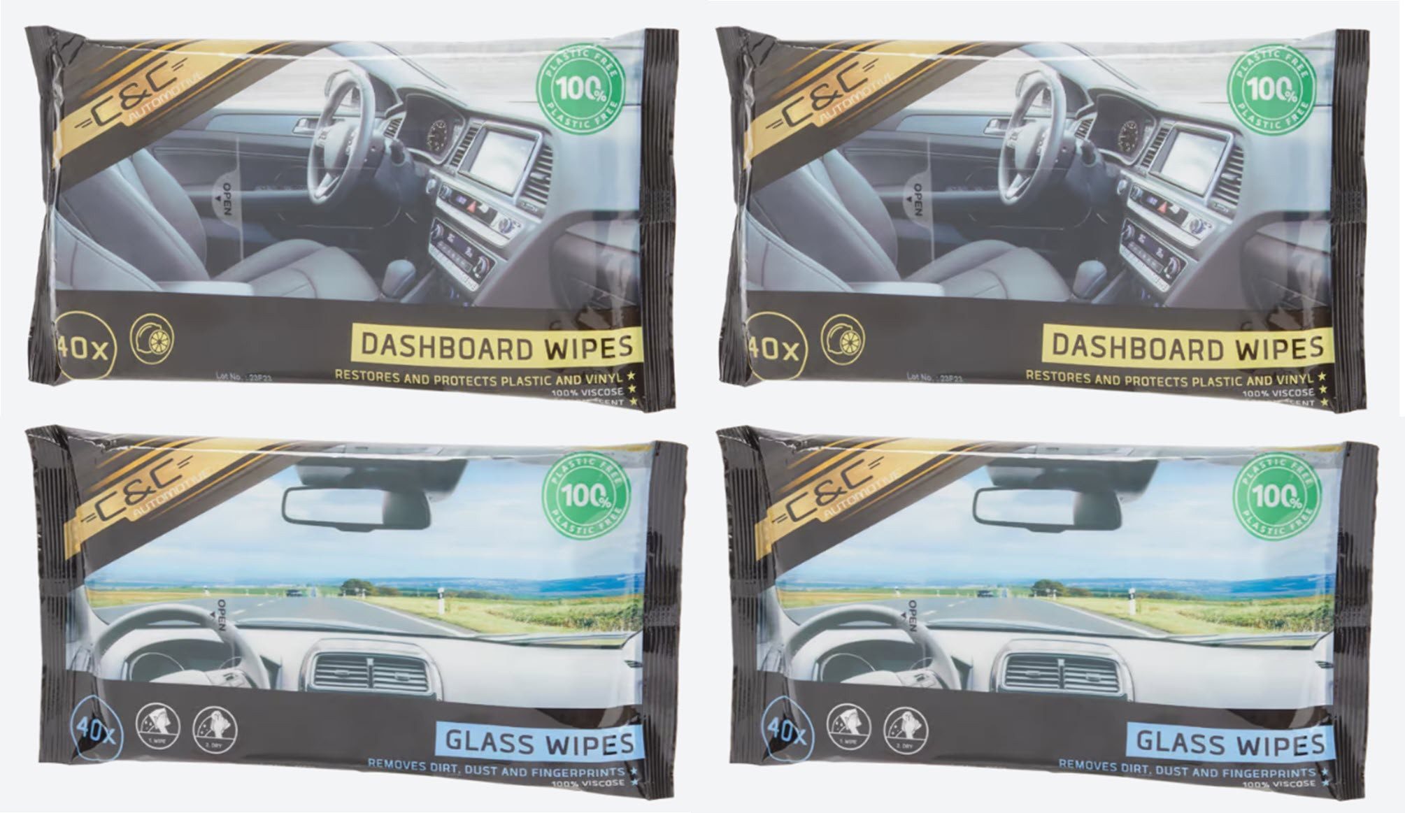 C&C Automotive Feuchte Autotücher biologisch abbaubar 80 Stück Armaturenreiniger (80-St)