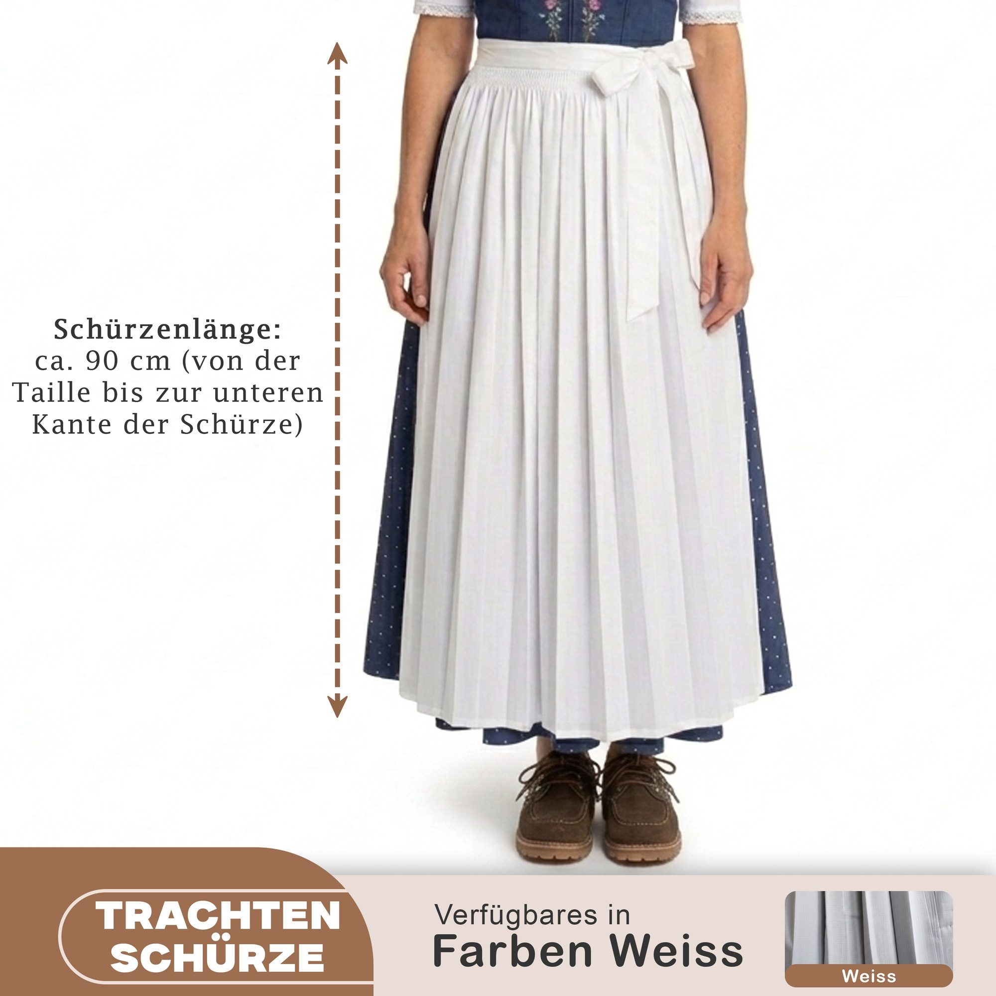 German Wear Dirndlschürze GW1601-3-Weiß, Lange Dirndl Schürze Trachtenschür günstig online kaufen