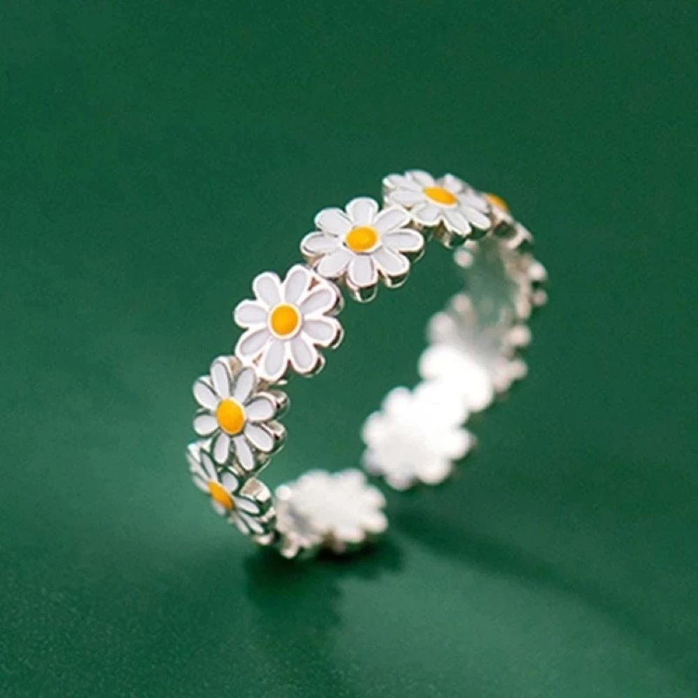 POCHUMIDUU Fingerring Vintage Daisy Schmuckgeschenk -Verlobung -Ring Öffnungsfinger Women, Verstellbarer Flower Rings For