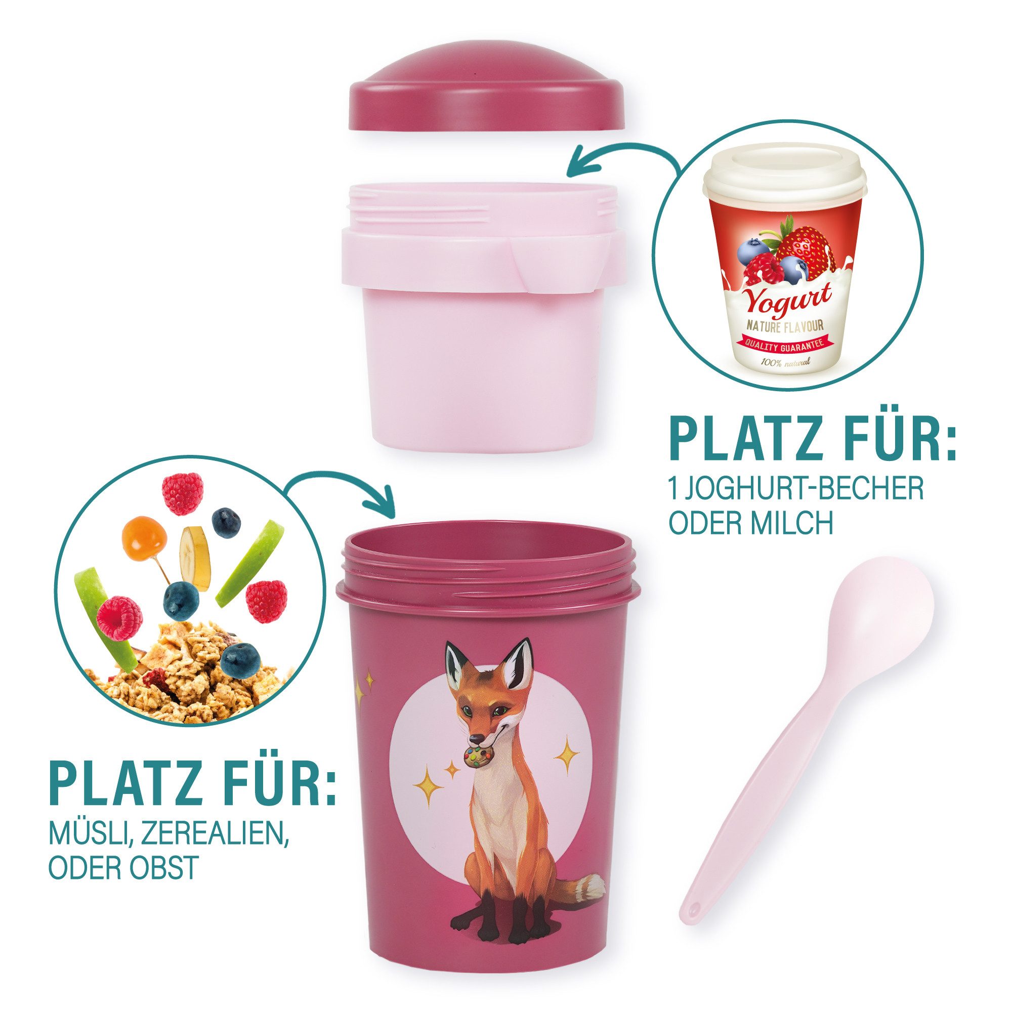AWAVE® Müslischüssel AWAVE® Die Schule der Magischen Tiere Müslibecher To Go 540 ml rPET, rPET, (1-tlg) – Bild 4 von 5