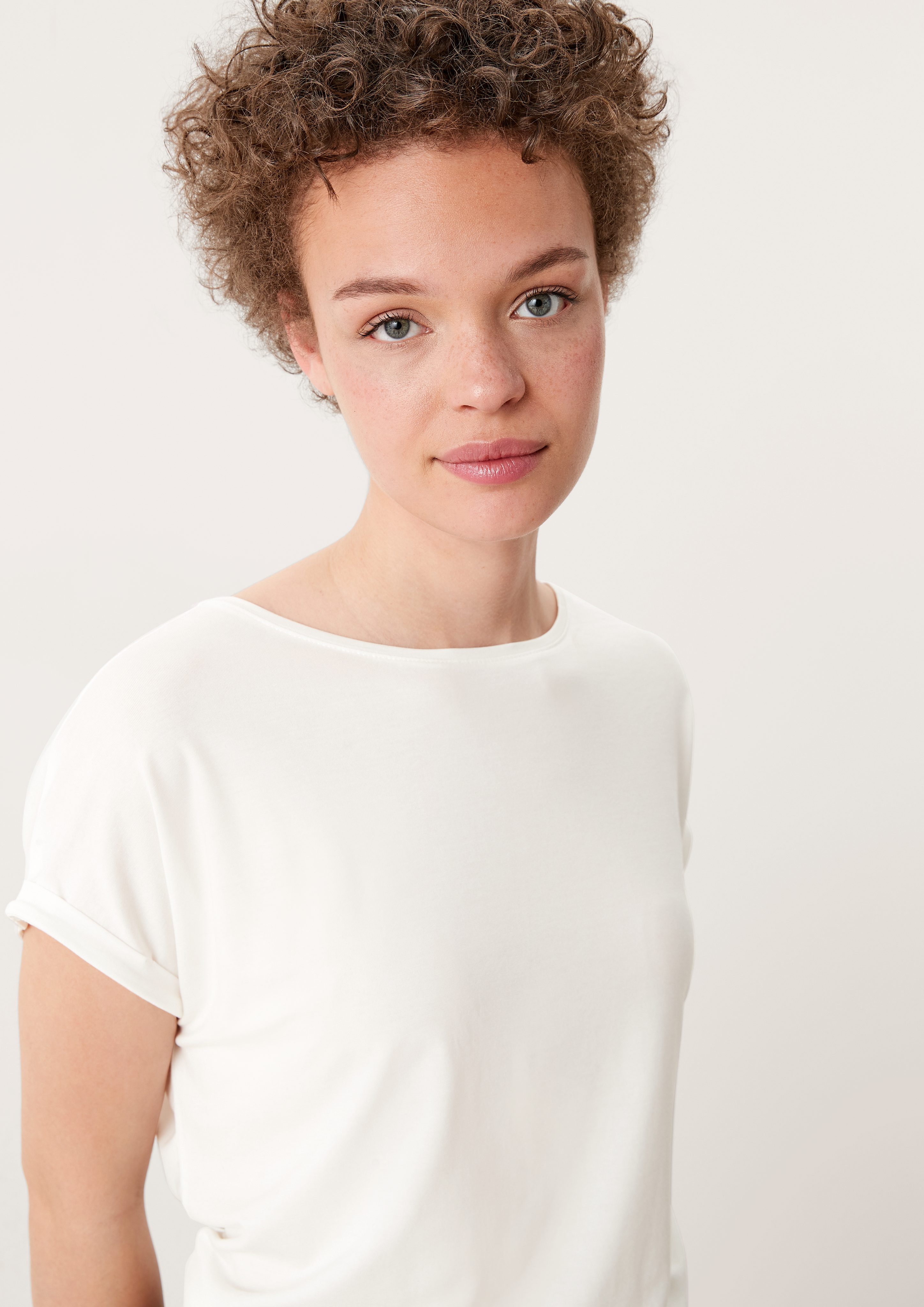 QS Kurzarmshirt Loose-Fit-Shirt im Lyocellmix günstig online kaufen