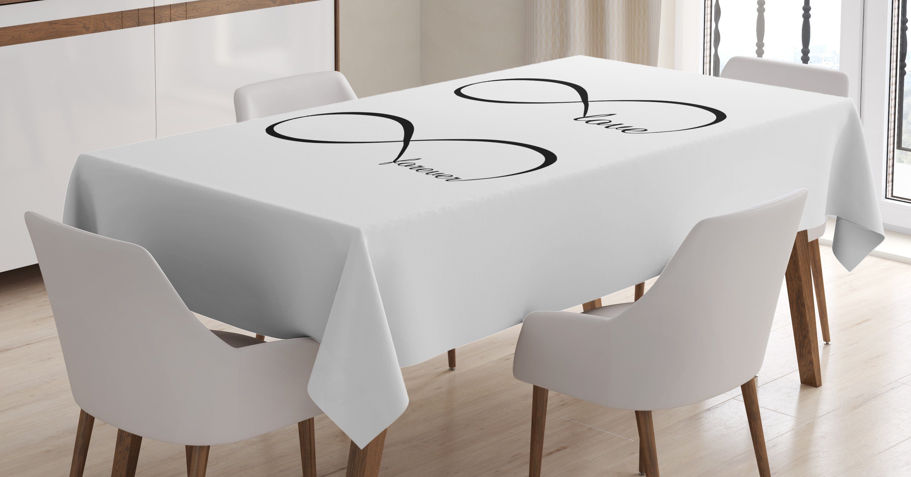 Tischdecke Außen geeignet Waschbar Für Infinity Liebe den Abakuhaus Monochrome Farben, Klare Farbfest Bereich