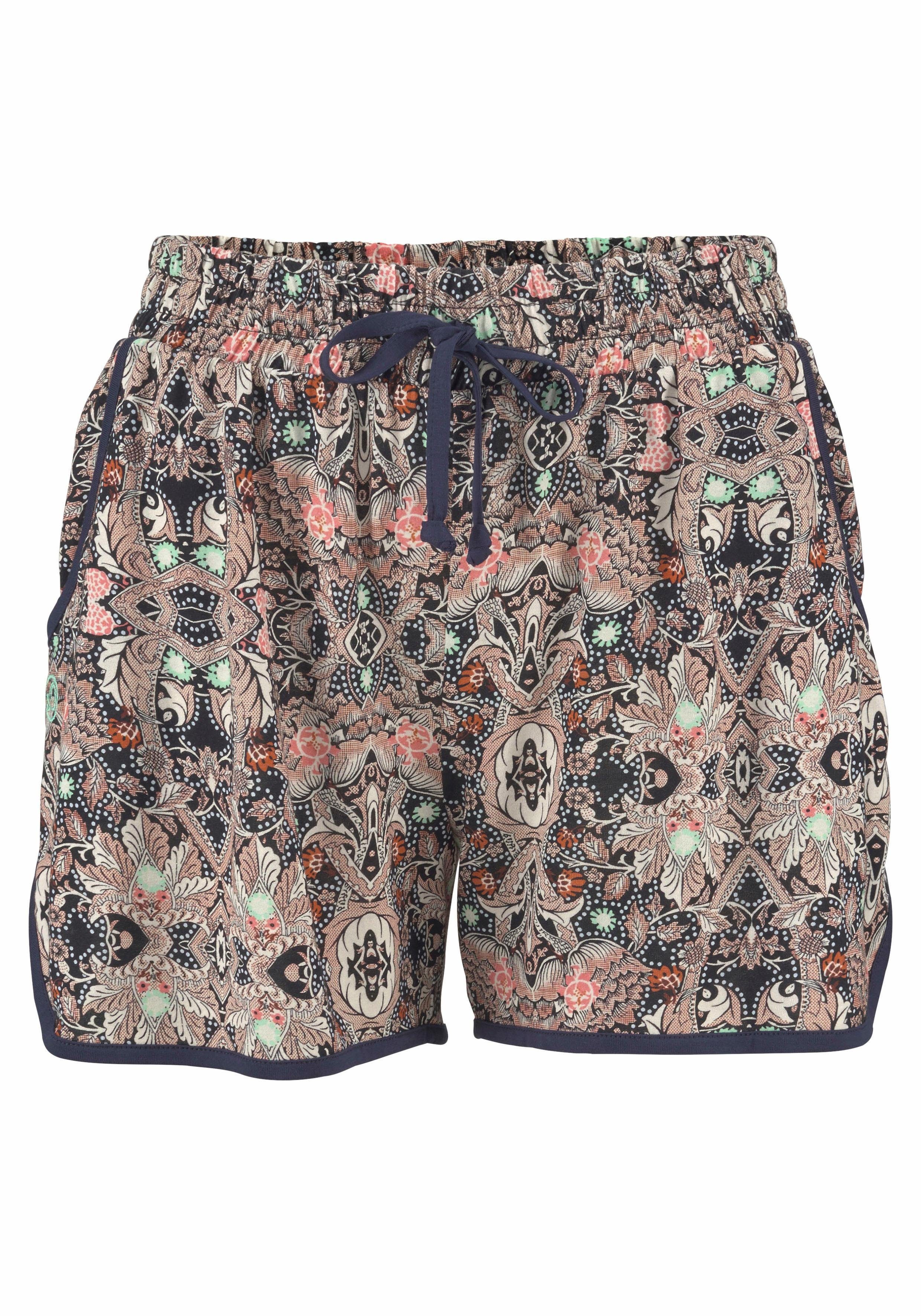 Strandshorts Taschen, Ethnodruck Gummizugbund, kurze mit elastischer Hose und s.Oliver