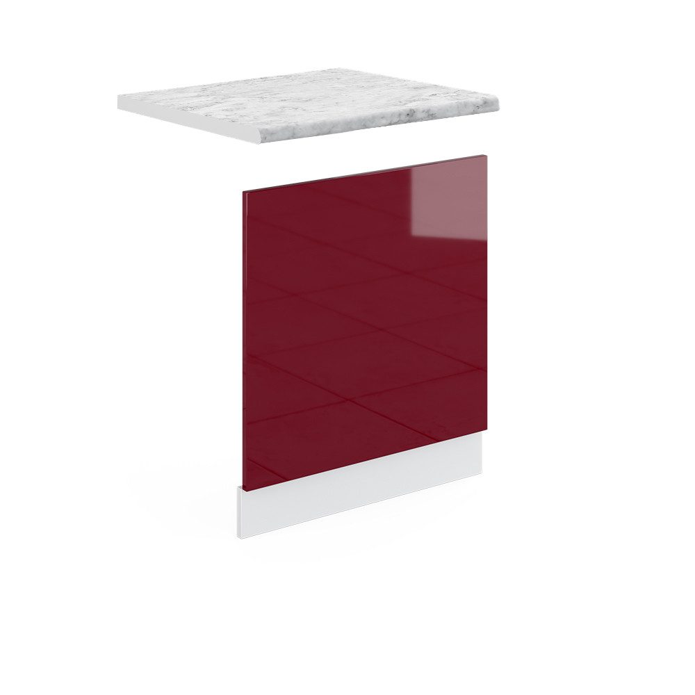 Frontblende R-Line, Rot Hochglanz/Weiß, 60 cm, AP Marmor