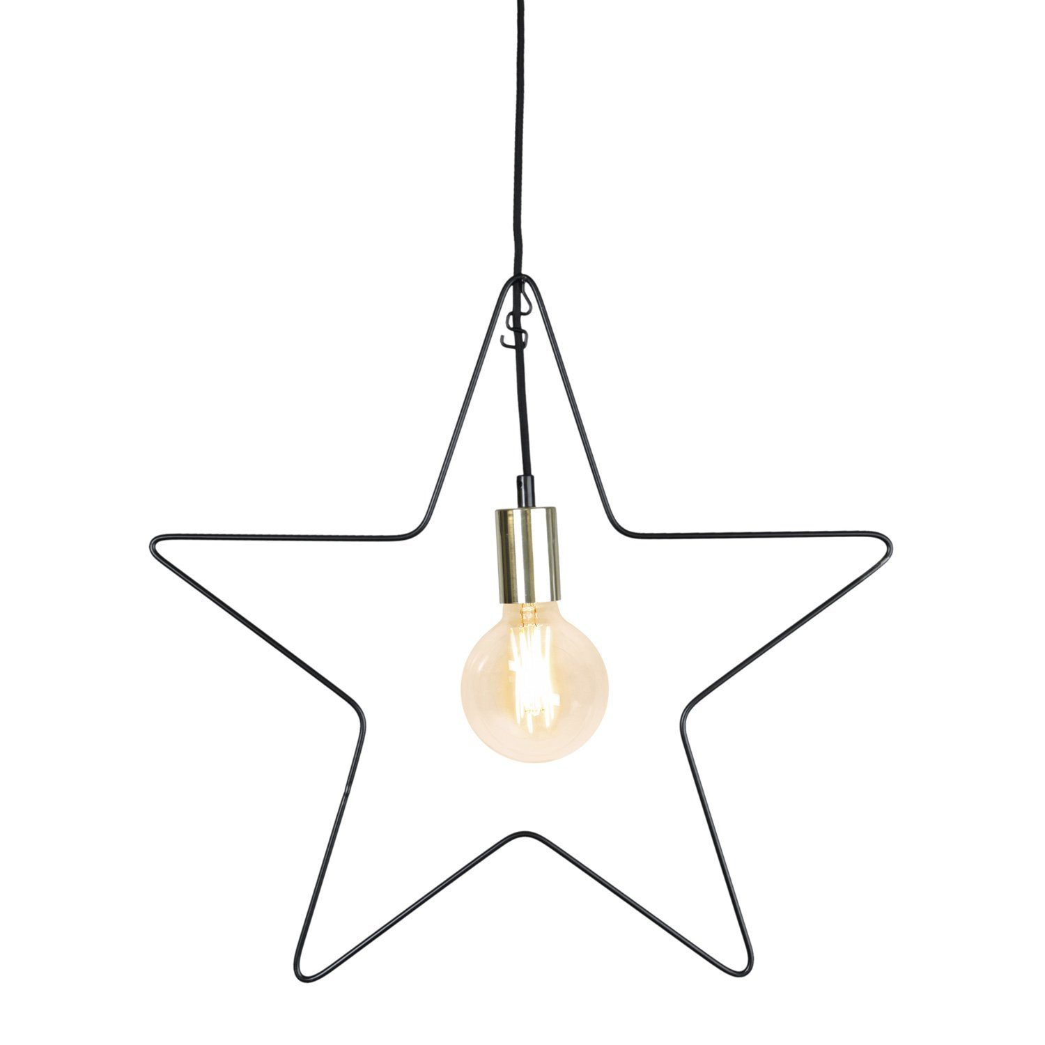 STAR TRADING LED Stern Hängestern Lampenhalterung Stern Dekoleuchte 5-zackig E27 50cm schwarz