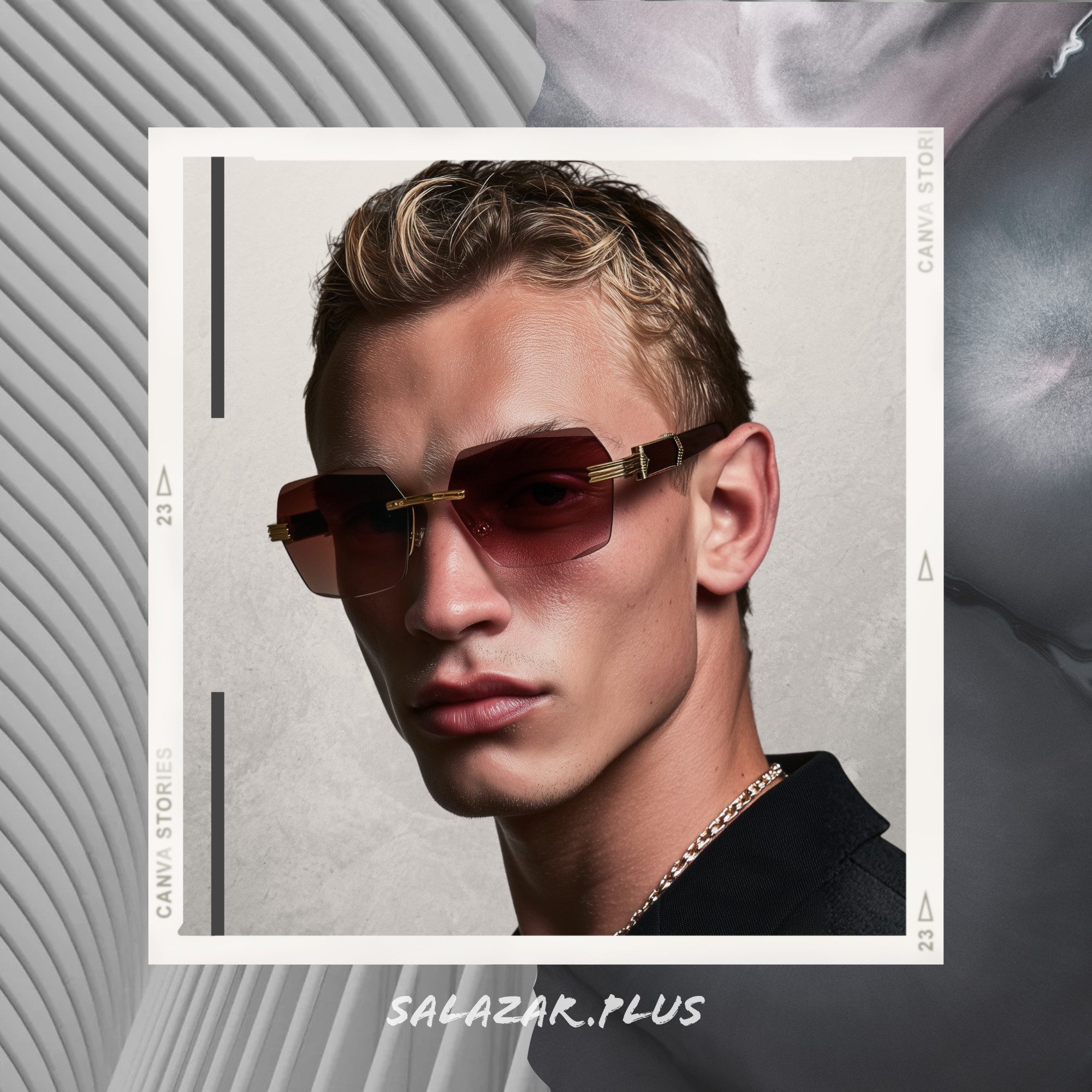 salazar.plus Sonnenbrille Randlos Rechteckig Unisex 2 Farben Rahmenlos Damen Herren Brille – Bild 3 von 5