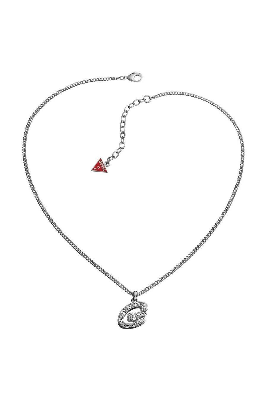 Guess Collier Damencollier Halskette Metall 20cm Silber UBN31201, Zirkonia, Anhänger, Karabiner, 20cm