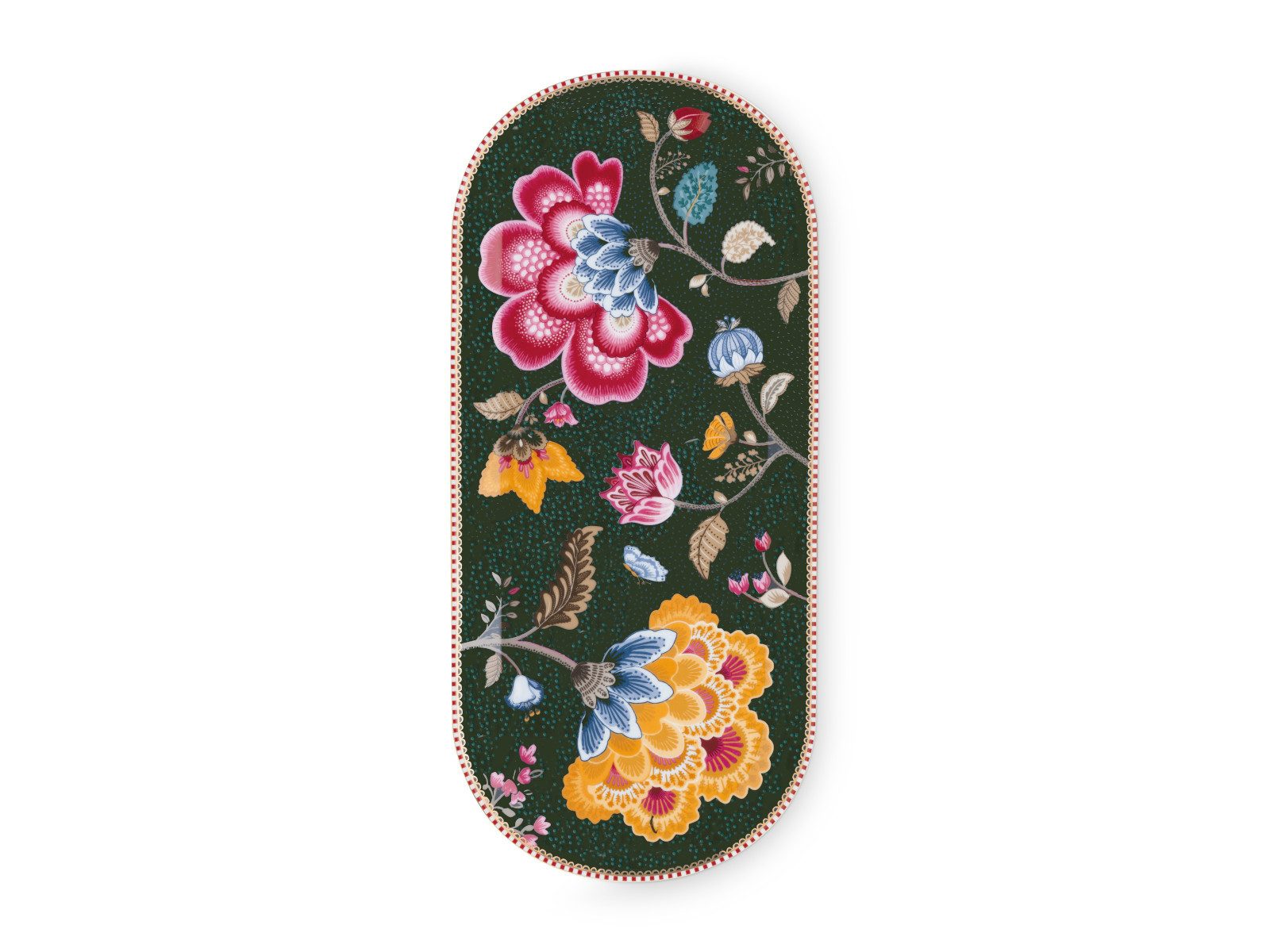 PiP Studio Servierplatte Fantasy Green Kuchenplatte 33x15,5cm, Porzellan, (Platten)