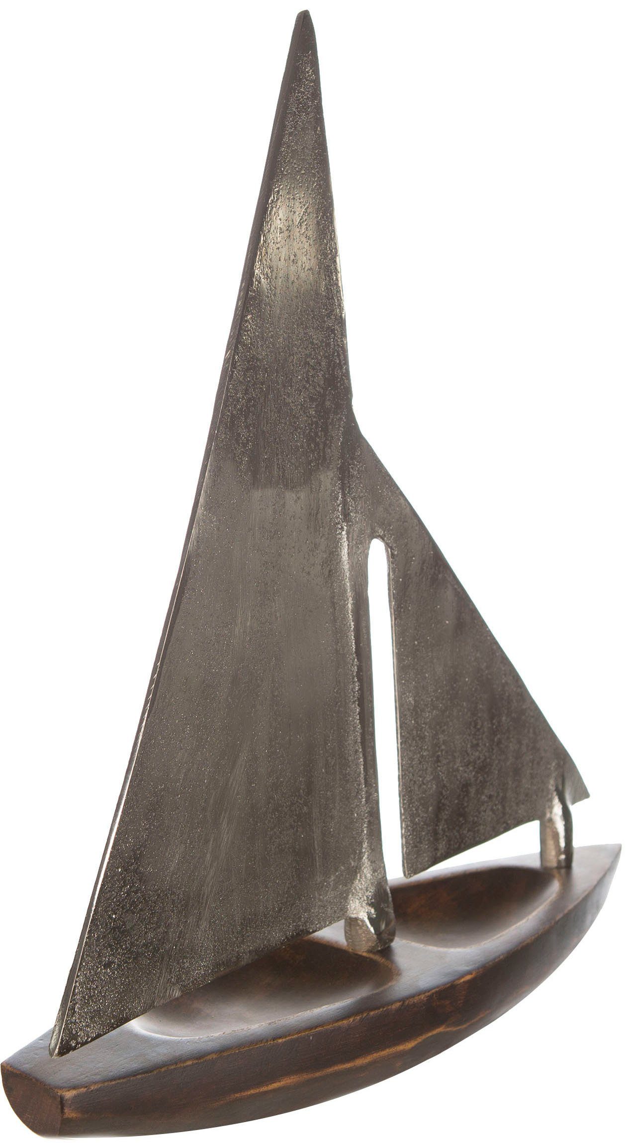 GILDE Dekoobjekt Skulptur Segelboot Classic (1 St), Höhe 53 cm, aus Metall  und Holz, maritim, Wohnzimmer, Für alle, die das Besondere lieben