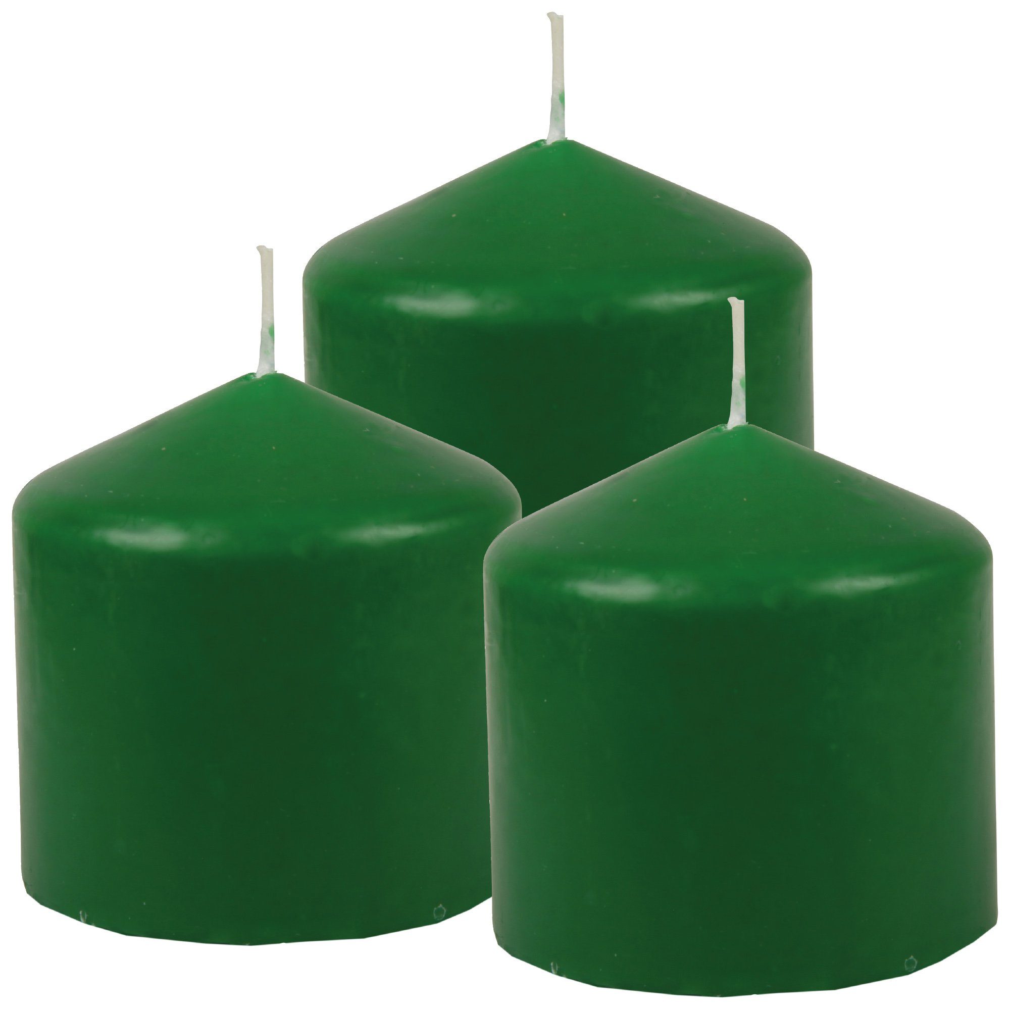 (3-tlg), Wachskerzen - HS Blockkerze Kerze Farben vielen x Ø8cm Stumpenkerze Candle in Grün 8cm