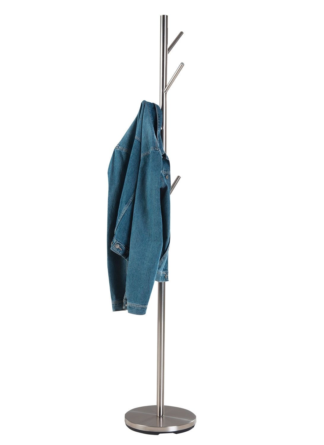 Home4You Kleiderständer Garderobenständer, Höhe 170 cm, Edelstahl, mit 5 Haken, Ø 30 cm