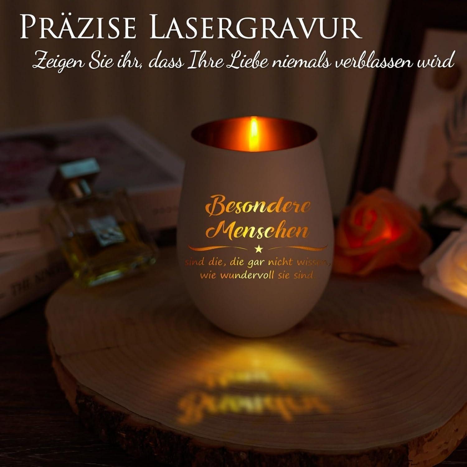 Funistree Windlicht Windlicht mit Gravur für Frauen, Weihnachten, Geburtstag