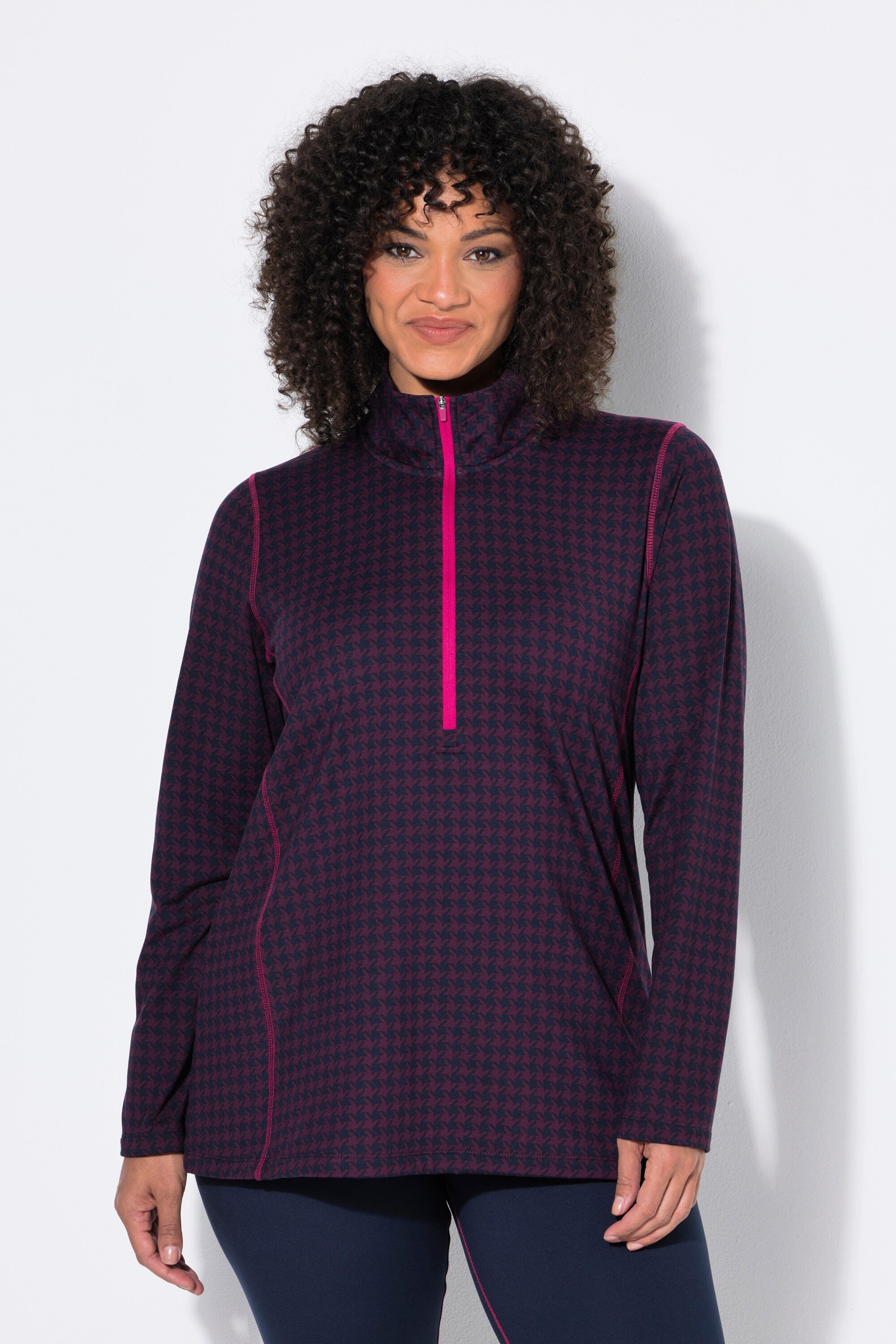 Ulla Popken Longsleeve Ski-Funktionsshirt Farbdetails Troyerkragen