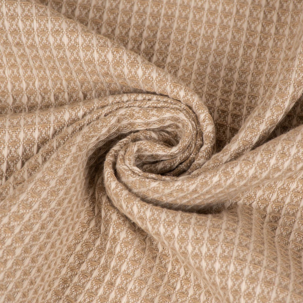 Thumbnail - SCHÖNER LEBEN. Stoff Dekostoff Waffelrelief Kästchenstruktur Honeycomb beige 1,30m Breite, pflegeleicht