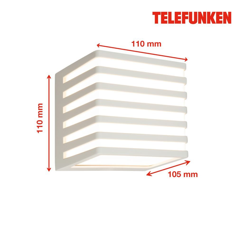 Telefunken Außen-Wandleuchte 321904TF, LED fest integriert, 2700K - Extra-Warmweiß, LED Wandleuchte Aussen 11x11x11 cm Hellgrau Hauswand Balkon Terrasse