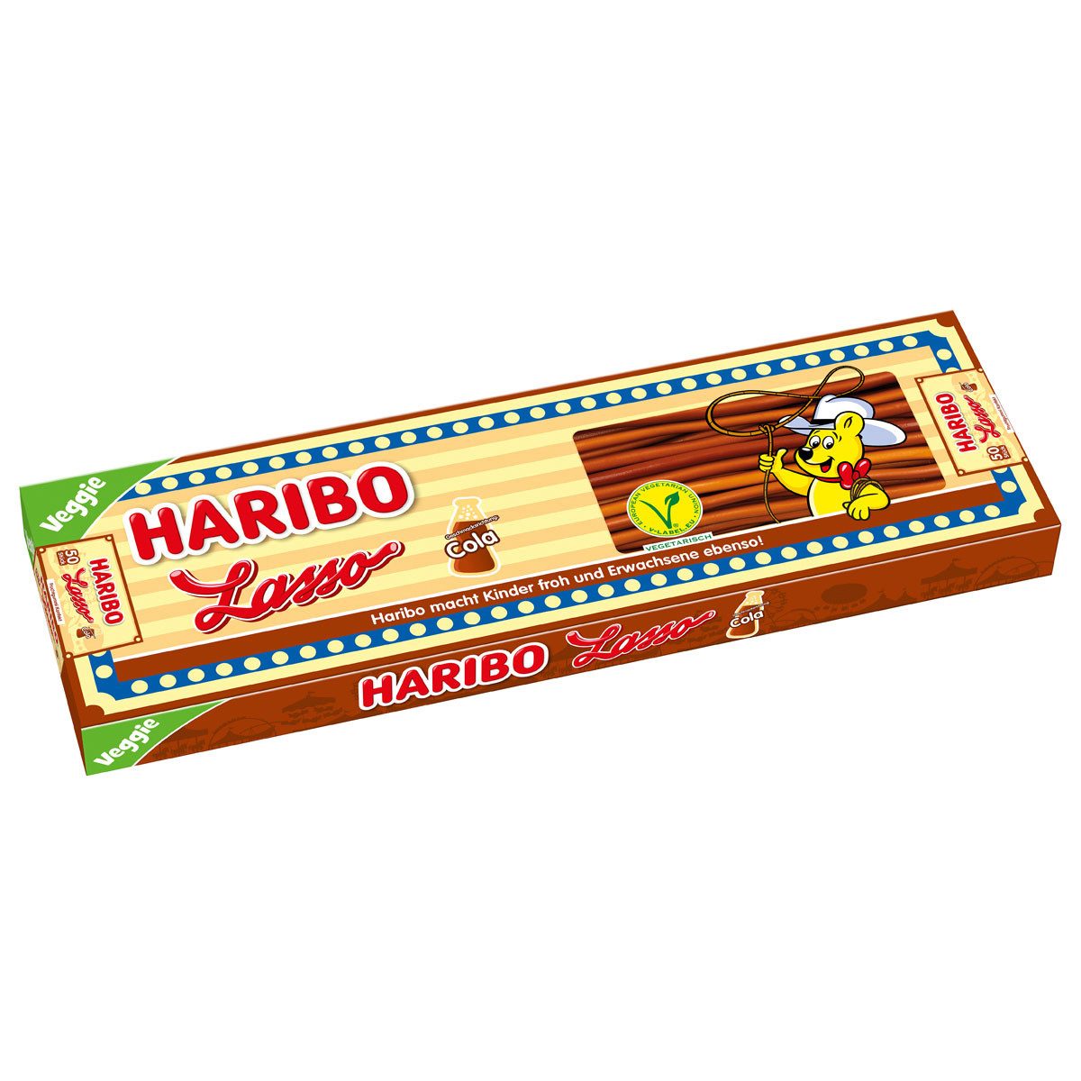 HARIBO Süßigkeit, Haribo Lasso Cola veggie Fruchtgummi Kabel mit Konfektfüllung 3500g