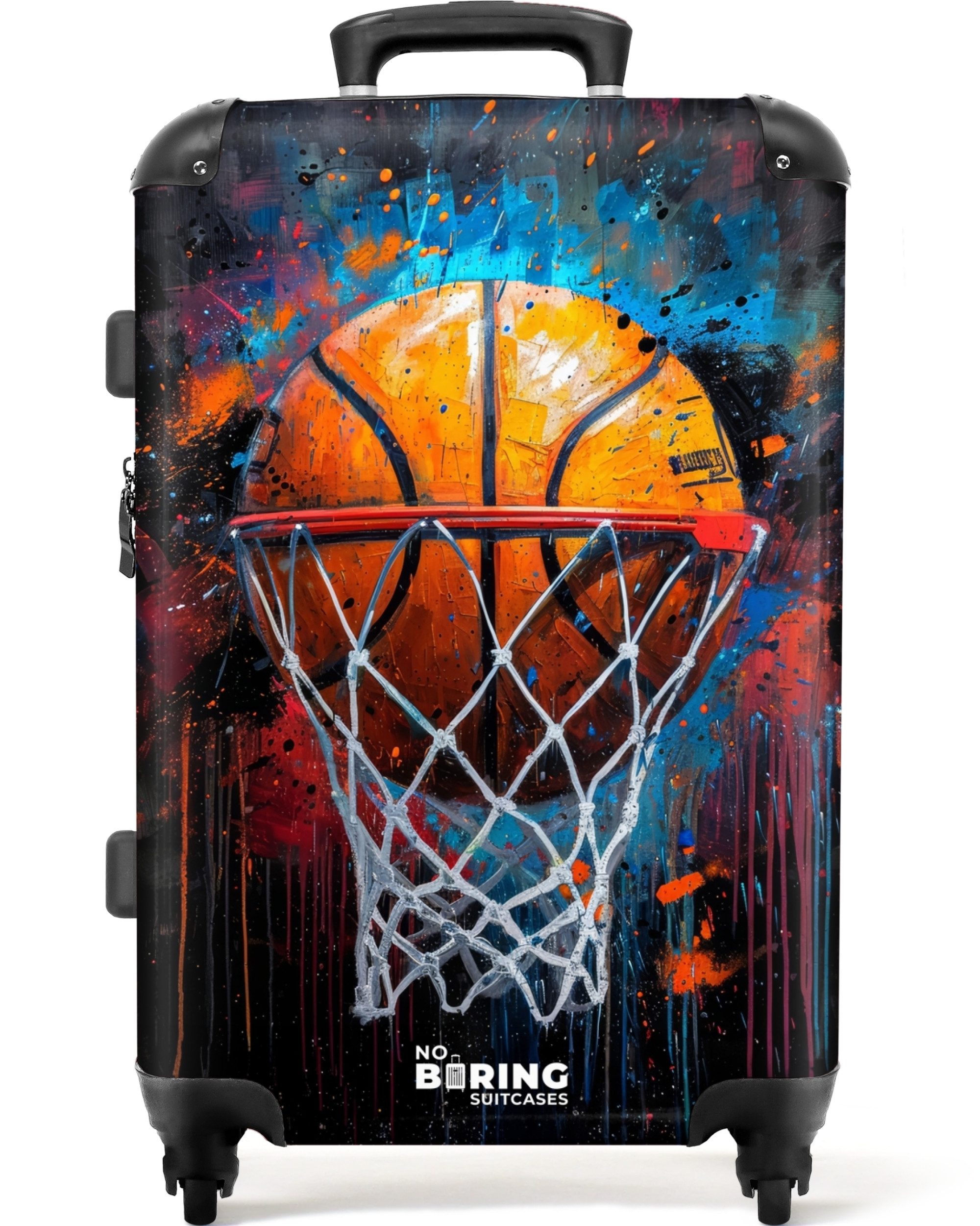 NoBoringSuitcases.com© Hartschalen-Trolley Basketball umgeben von Graffiti günstig online kaufen