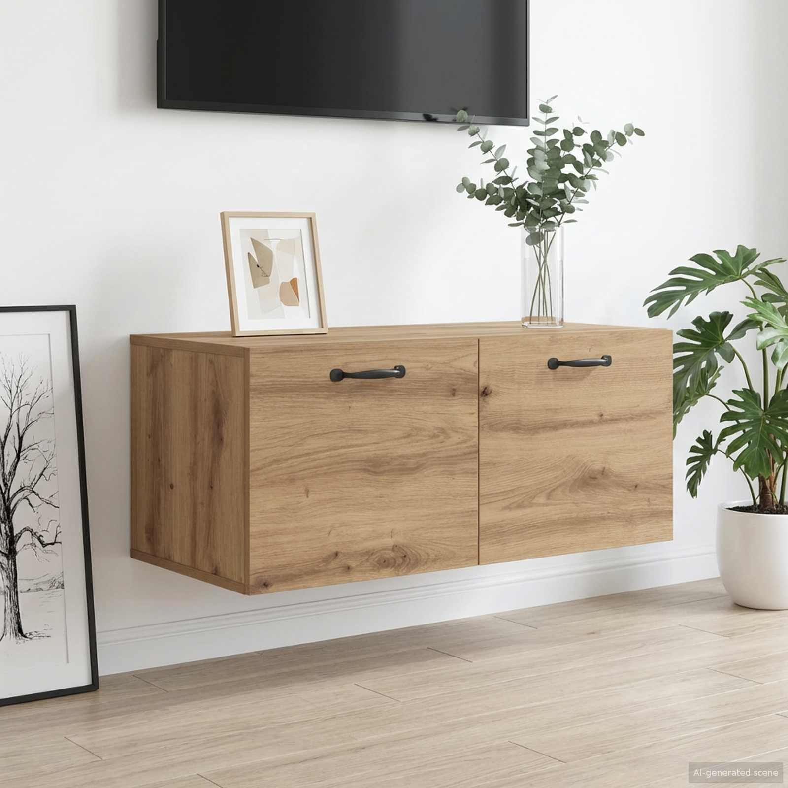 vidaXL Regal Wandschrank Wandhalterung Artisan-Eiche 80 x 36,5 x 35 cm, 1-tlg.