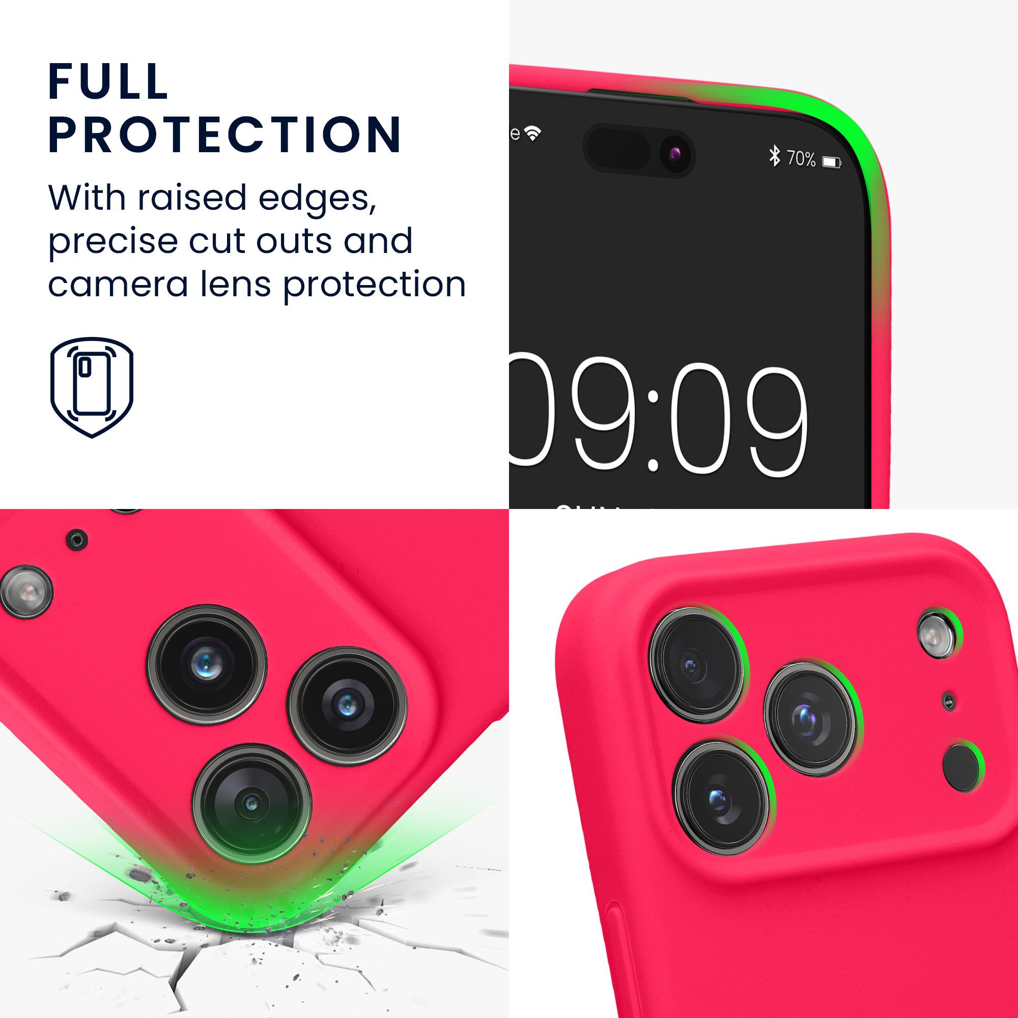 kwmobile Smartphone-Hülle Handyhülle für Apple iPhone 17 Pro Hülle, Hülle Silikon gummiert - Handyhülle - Handy Case in Neon Pink