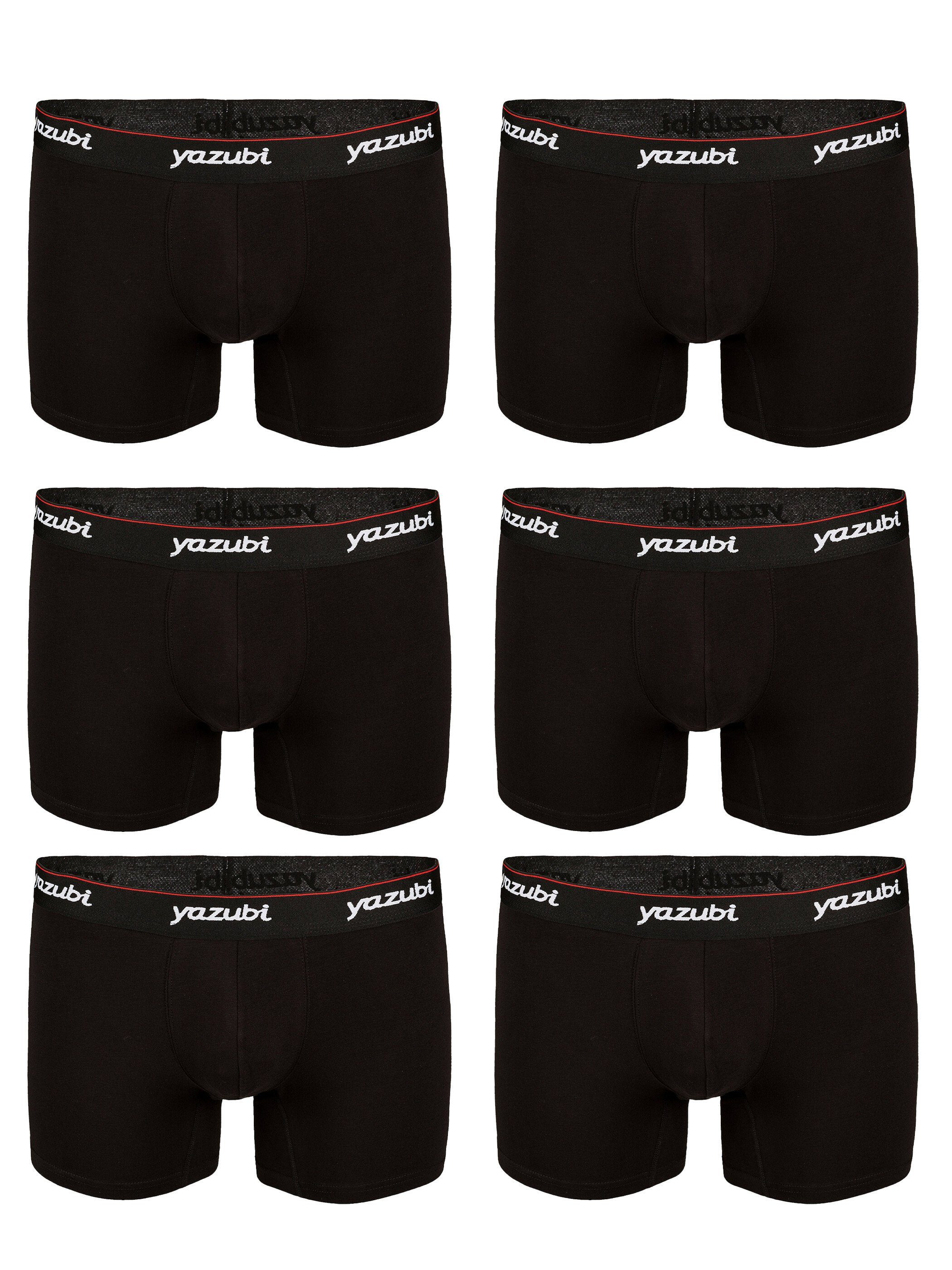 6er-Pack) 6-Pack Yazubi bequeme long - Basic im Unterhosen Yazubi Boxershorts Trunks (Spar-Packung, Baumwoll 6-St., (black(194004)) Schwarz