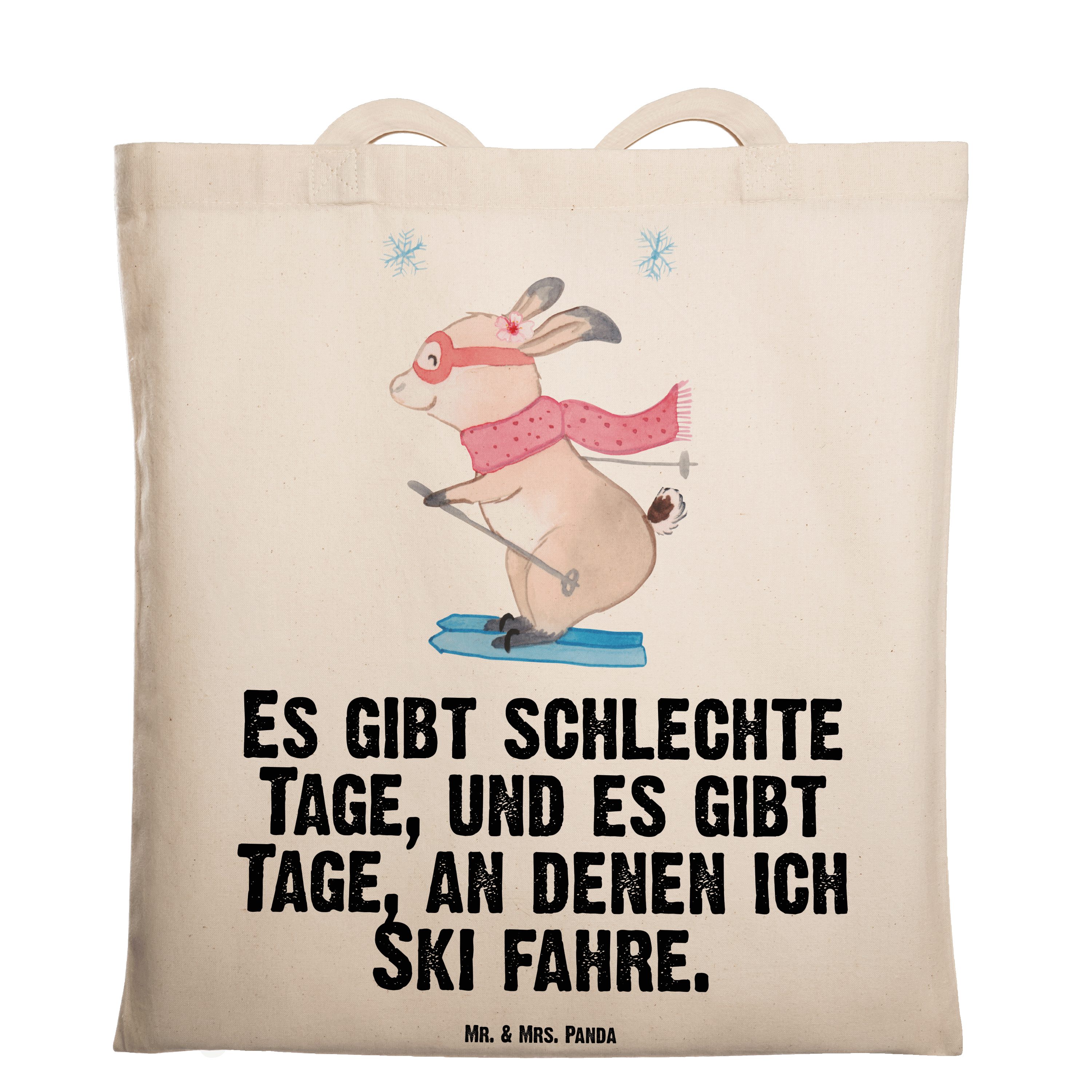 Mr. & Mrs. Panda Tragetasche Bär Skifahren Tage - Transparent - Geschenk, Stoffbeutel, Dankeschön, (1-tlg) | Canvas-Taschen