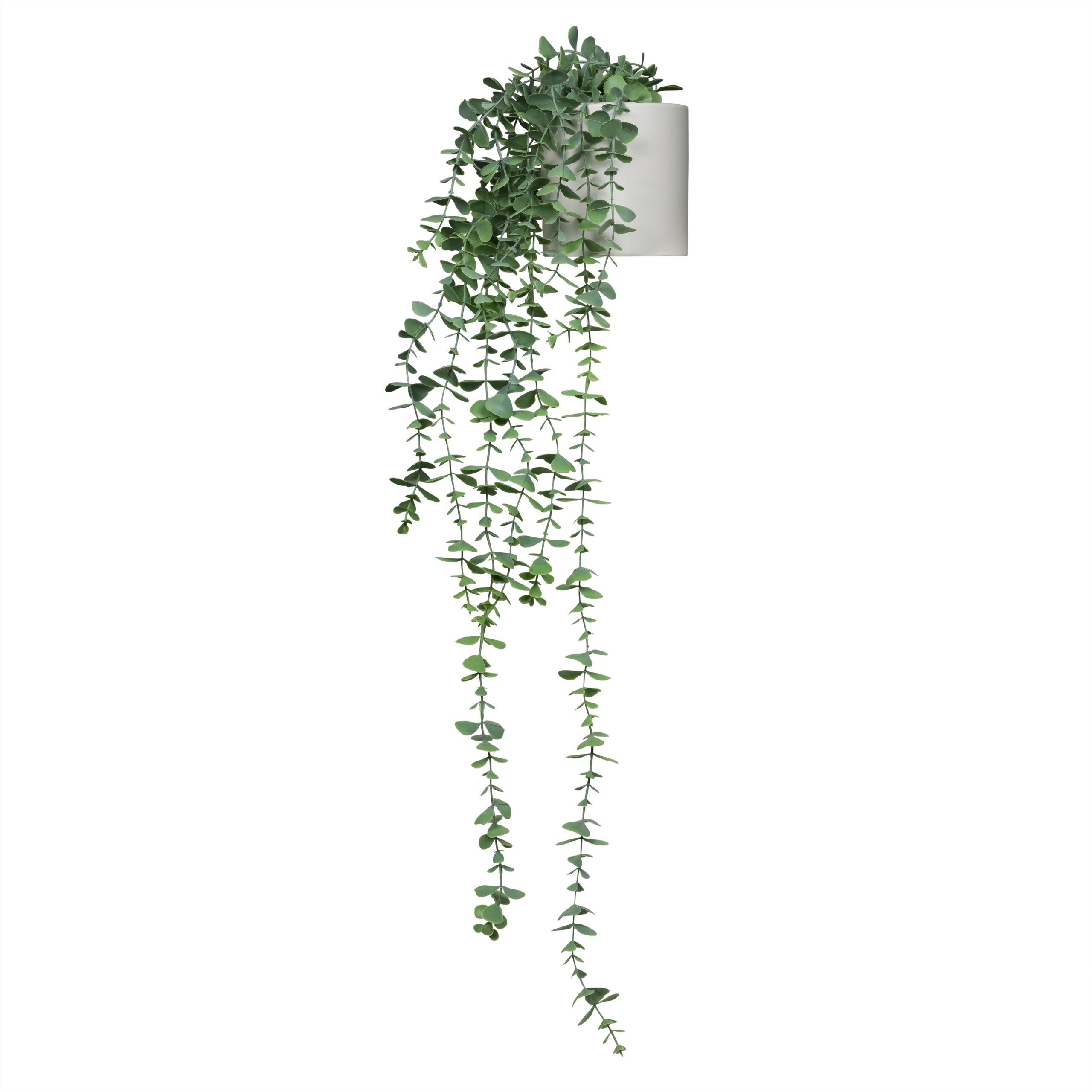 Kunstpflanze EUCALYPTUS CLIMB Künstliche Pflanze im Topf Höhe Eukalyptus, hjh OFFICE, Höhe 90.0 cm, Künstliche Hängepflanze Eukalyptus im weißen Topf, Deko Pflanze
