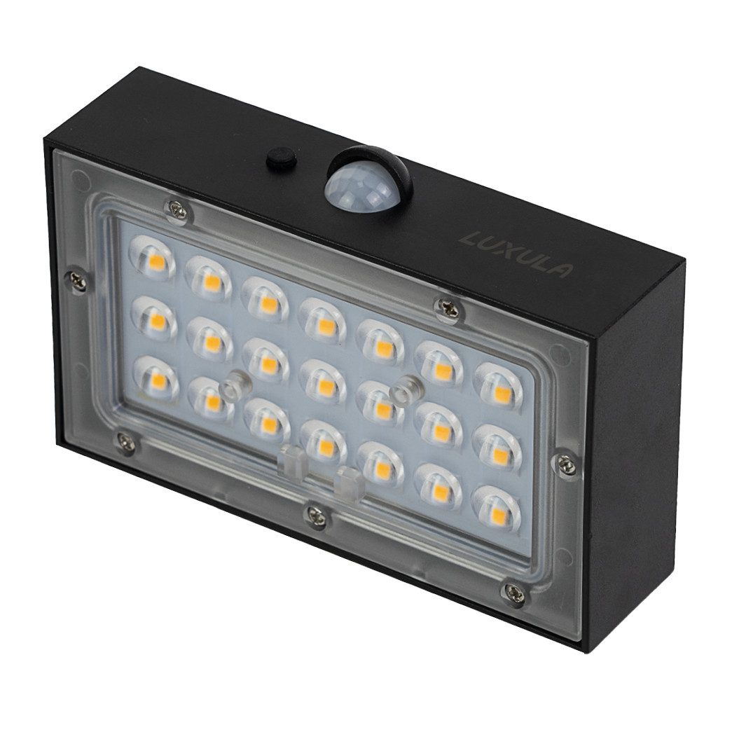 LUXULA LED Solarleuchte LUXULA Solar-Wandleuchte 350lm 3000K Warmweiß Solar Wandlampe Außen, Warmweiß
