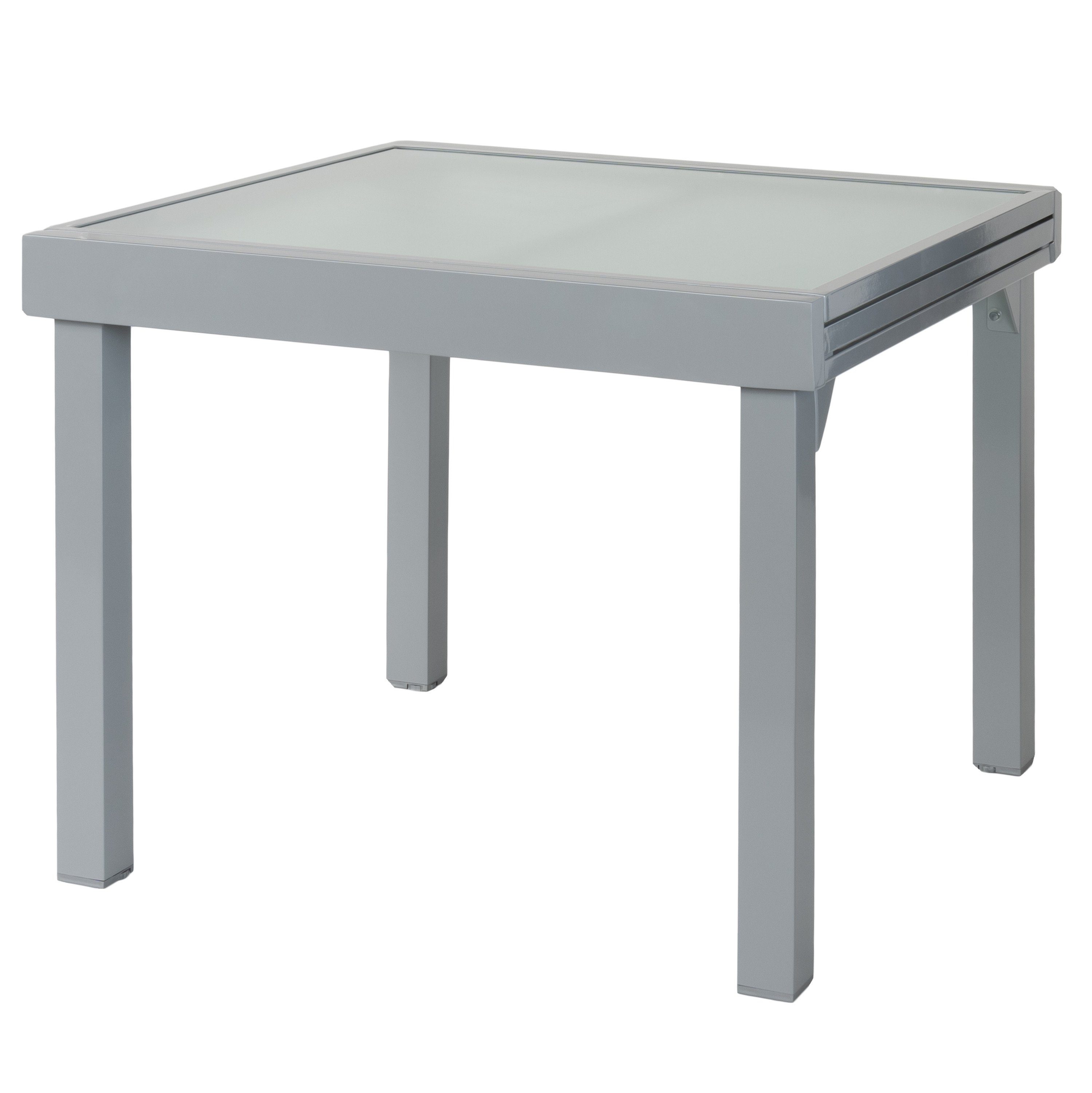 Gartentisch style silber - Gartentisch Diplomat 90 ausziehbar Quadro - (Tisch), ESG-Sicherheitsglas - cm - ib 180 Aluminium Ausziehtisch