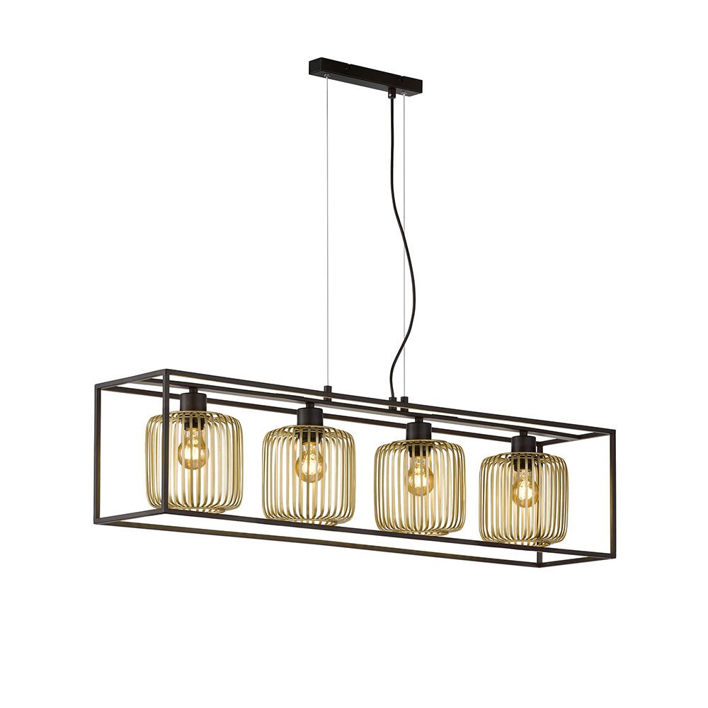 FISCHER & HONSEL Pendelleuchte, Leuchtmittel nicht inklusive, Hängelampe Pendellampe Esstischlampe schwarz gold 4 flammig Retro