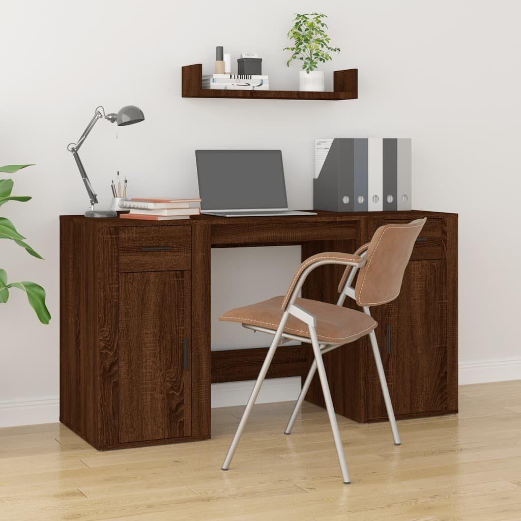 furnicato Schreibtisch mit Stauraum Eichen-Optik Holzwerkstoff Braun