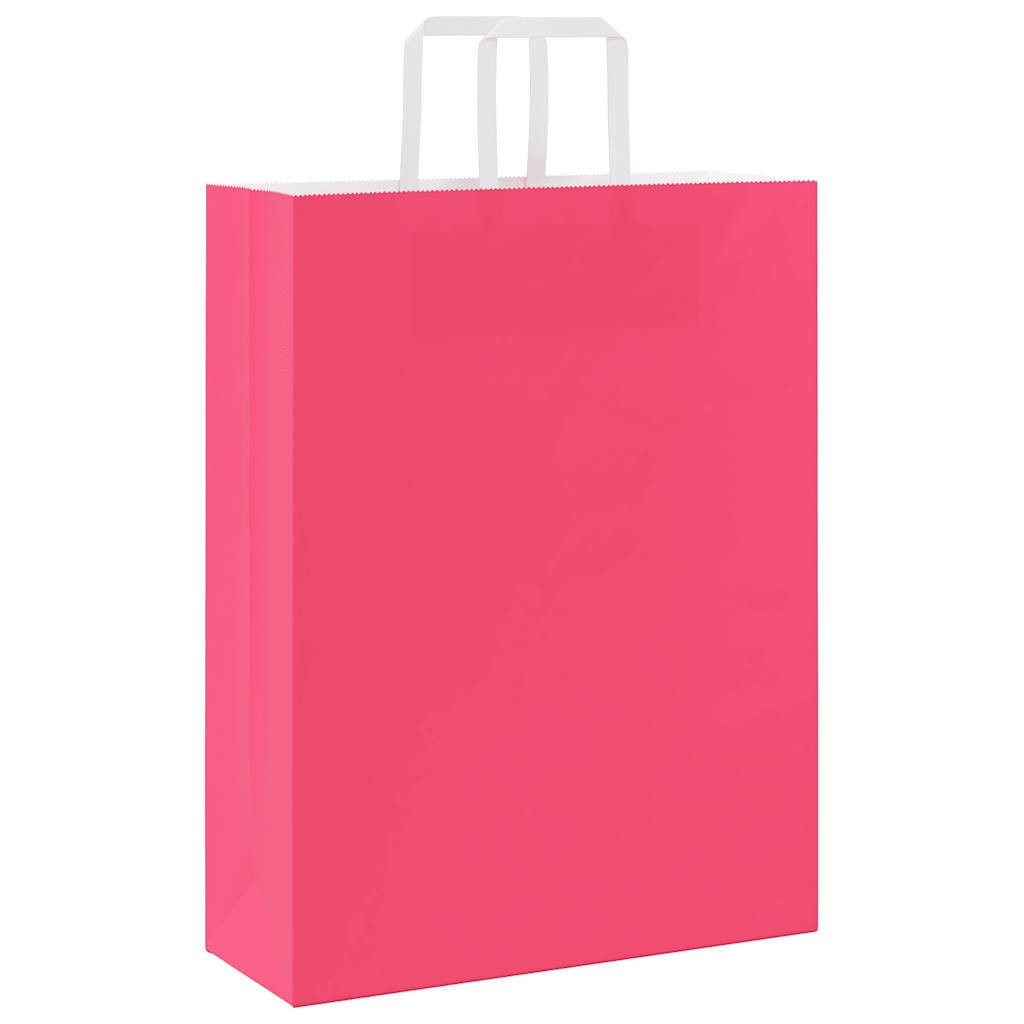 vidaXL Tragetasche, Papiertragetaschen 250 Stk. mit Henkeln Rosa 32x12x42 cm