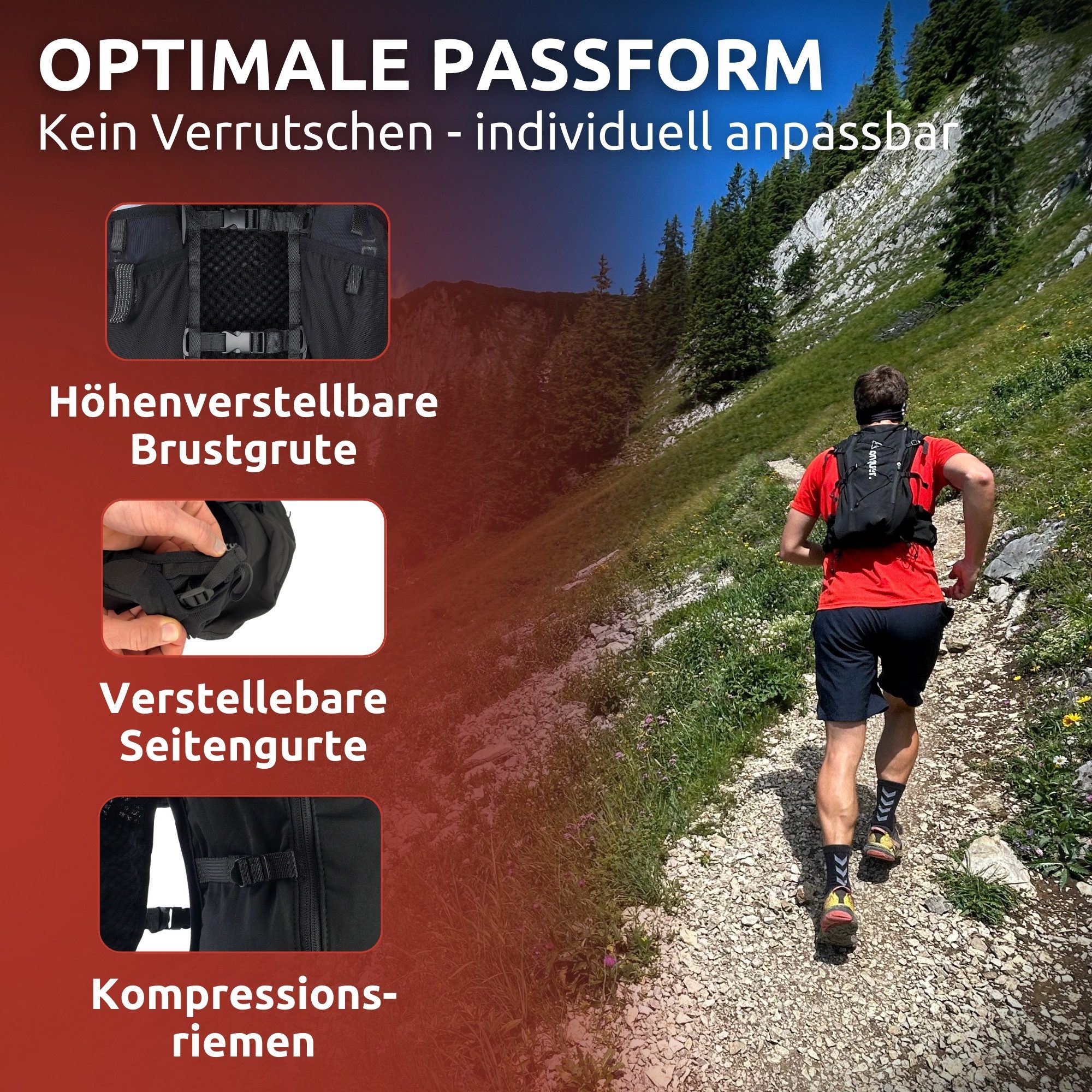 Conquer. Trinkrucksack Laufweste 15L Damen & Herren – Trailrunning Rucksack mit Trinksystem, Eng anliegende Laufweste