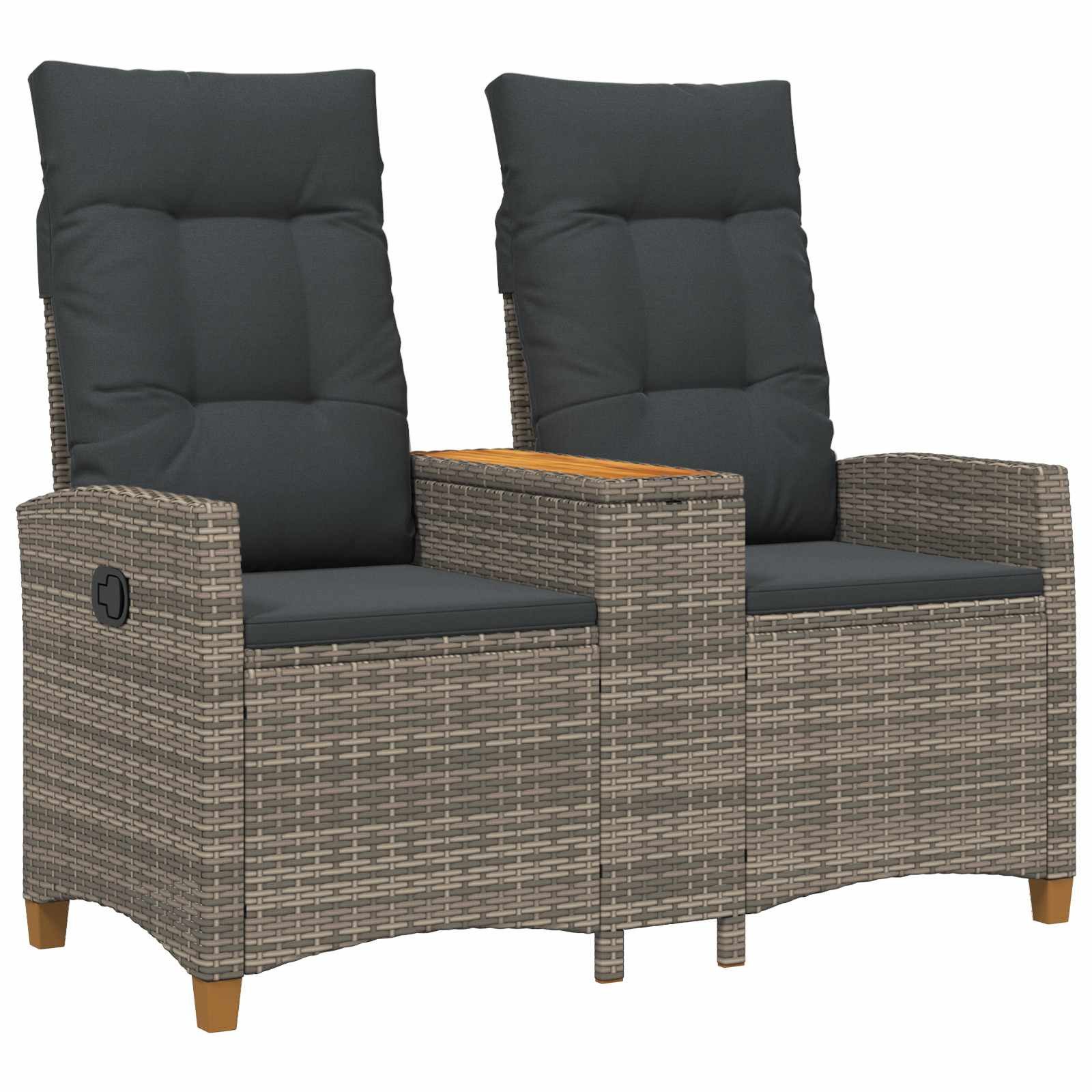 vidaXL Gartenbank Liegebank mit Tisch 2 -Seater 126 x 65 x 112 cm Poly-Rattan (1-St)