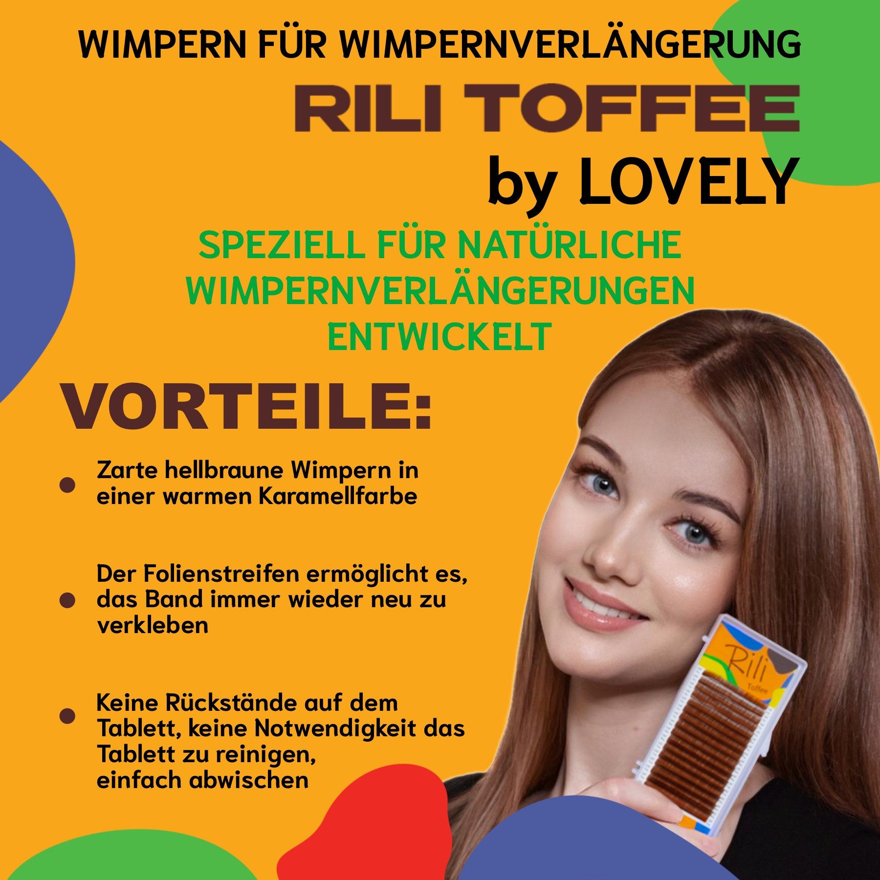 Lovely Einzelwimpern Wimpernverlängerung farbige Farbe hellbraun von Lovely Rili Toffee