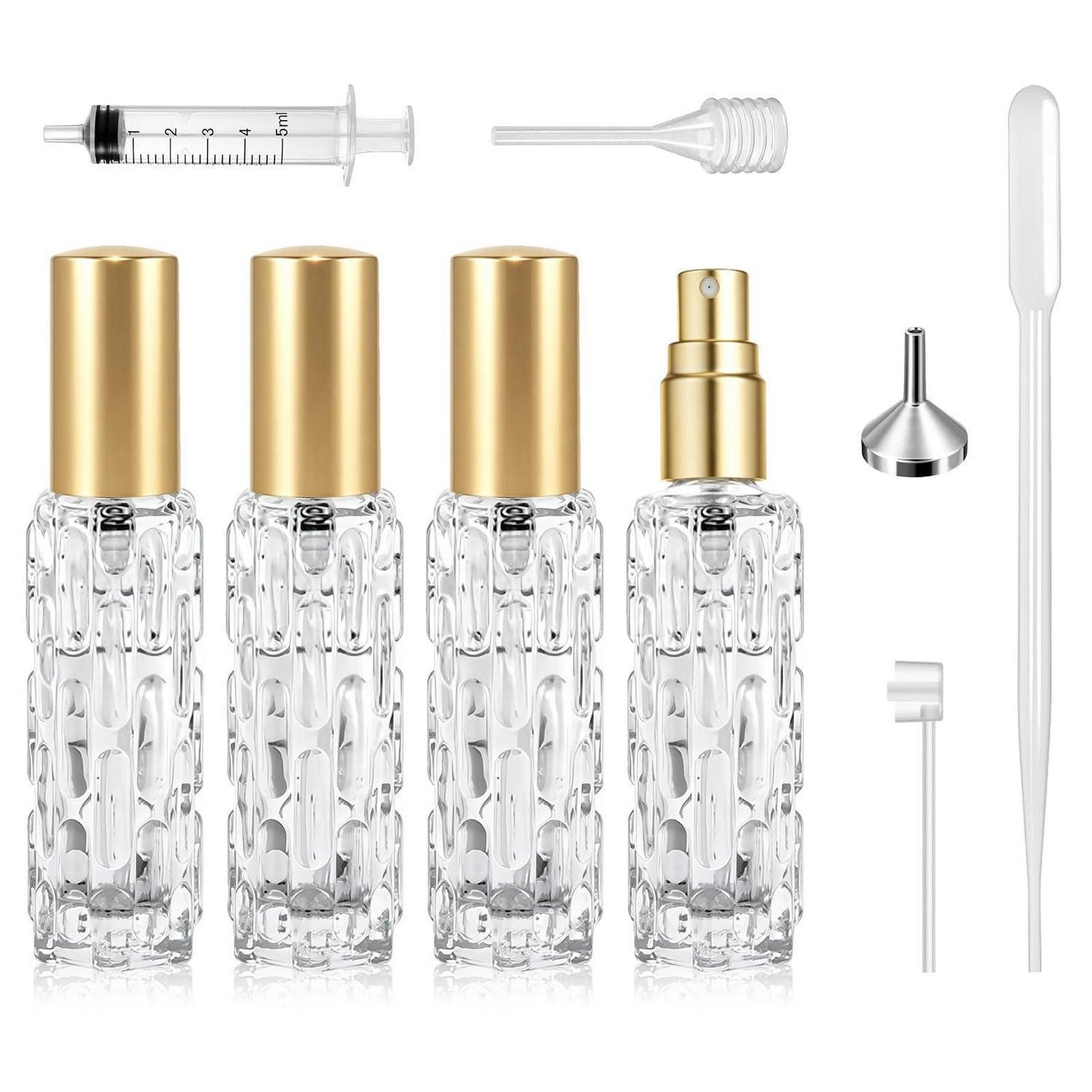 LuxusKollektion Parfümzerstäuber Parfümzerstäuber 4x10ml Nachfüllbar Gold (4 St)