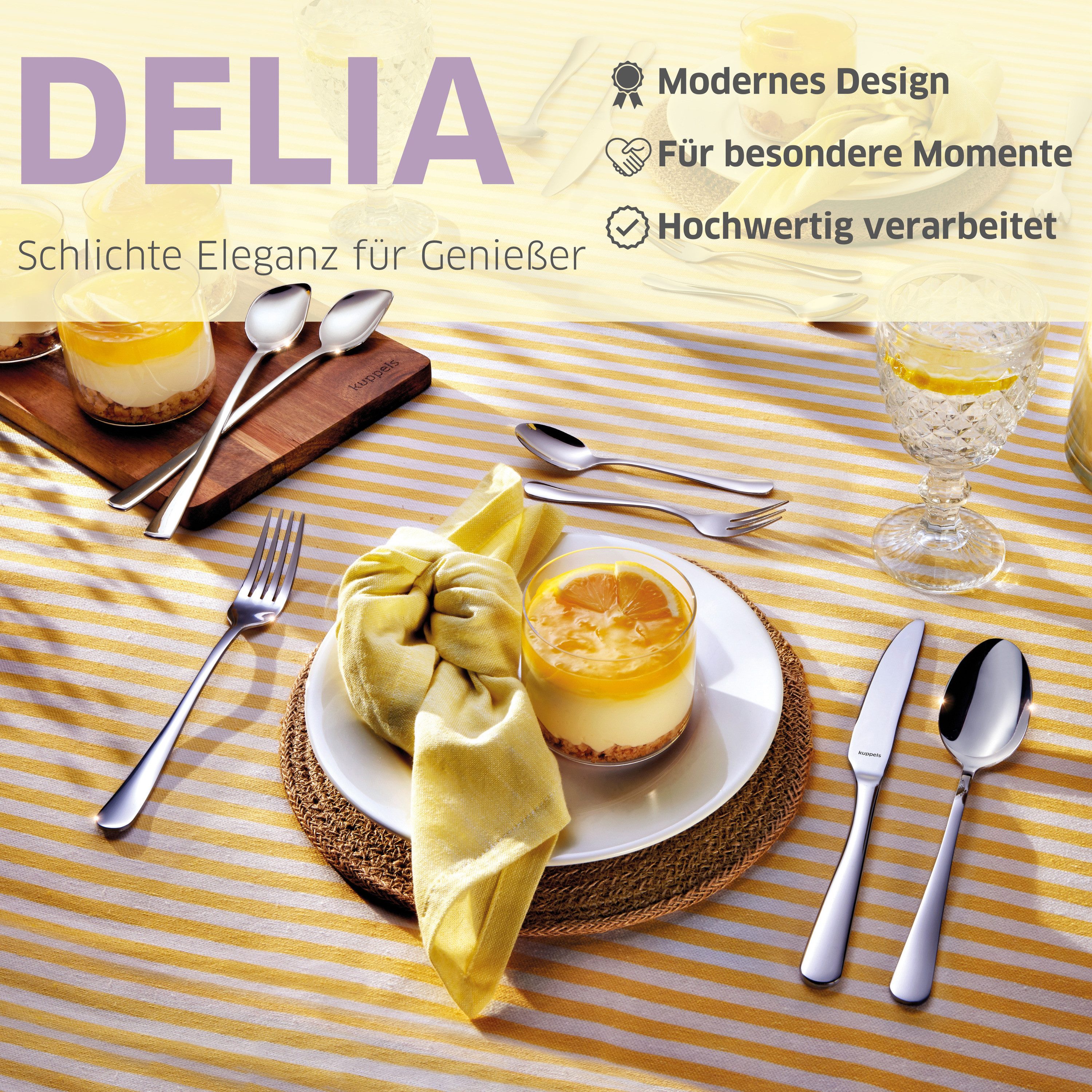 Kuppels Besteck-Set DELIA (30-tlg), 6 Personen, Edelstahl Rostfrei 18/0, spülmaschinenfest, hochglanzpoliert – Bild 2 von 5